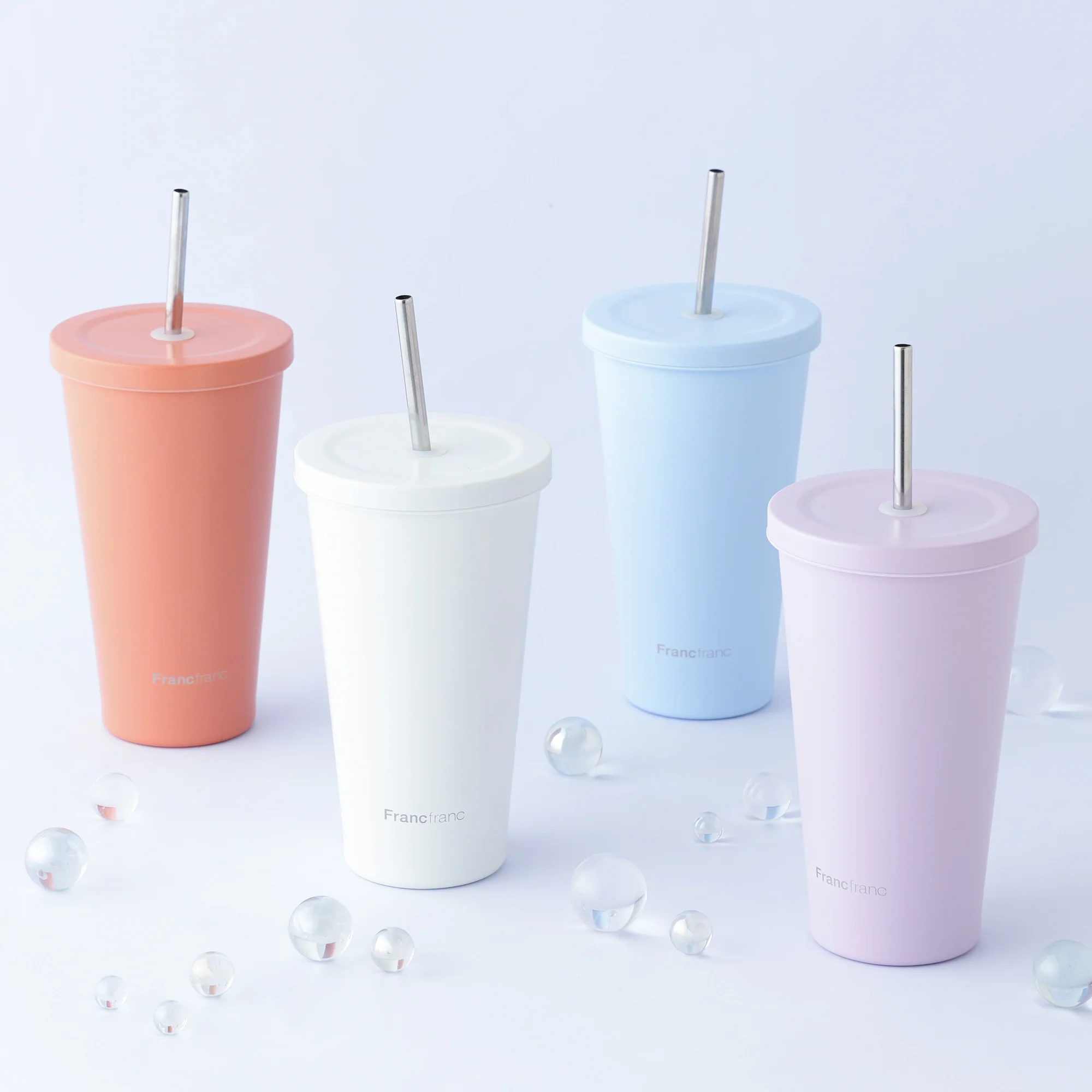 ストロー付きステンレスタンブラー ピンク - Image 3