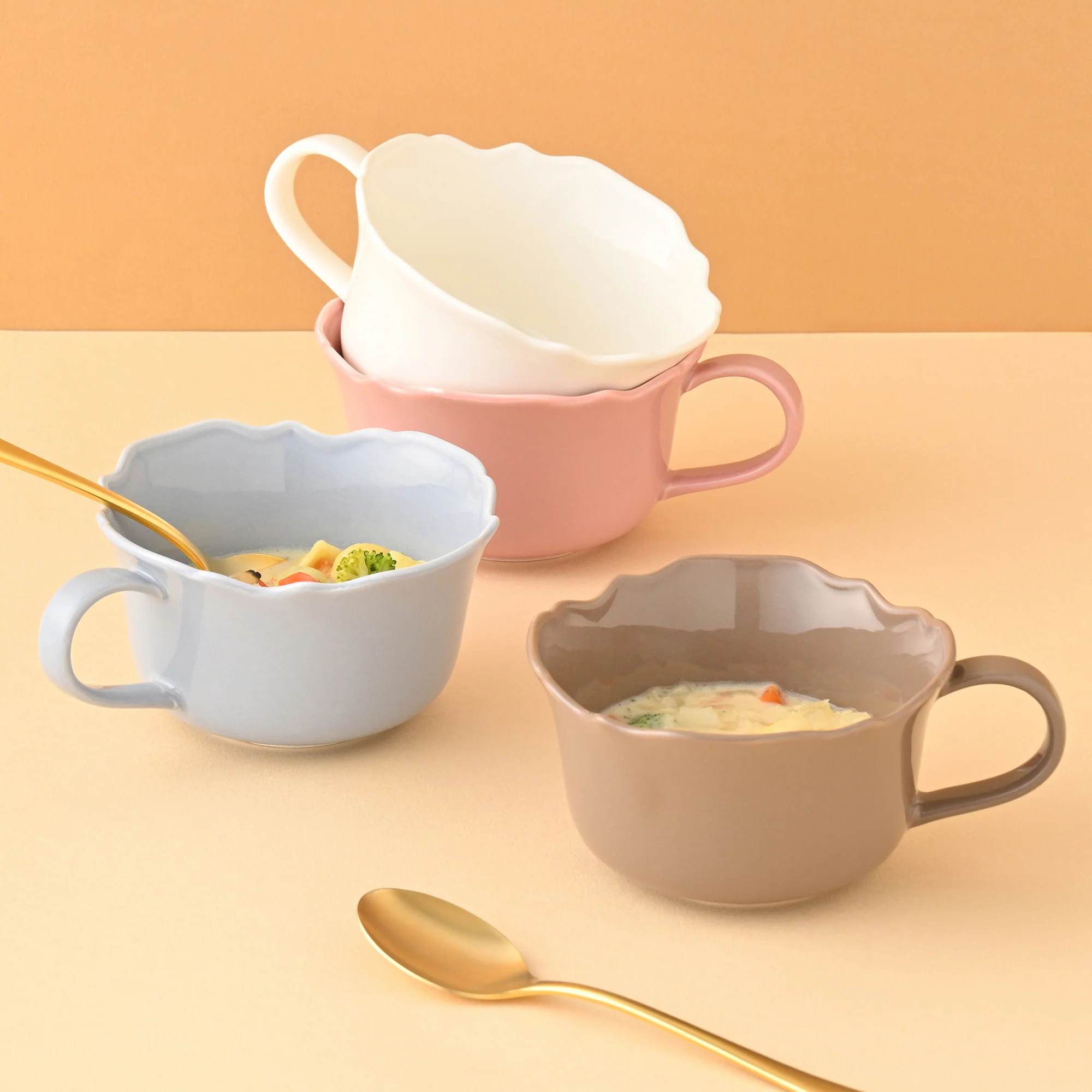 フラワーリム スープカップ アイボリー - Image 8