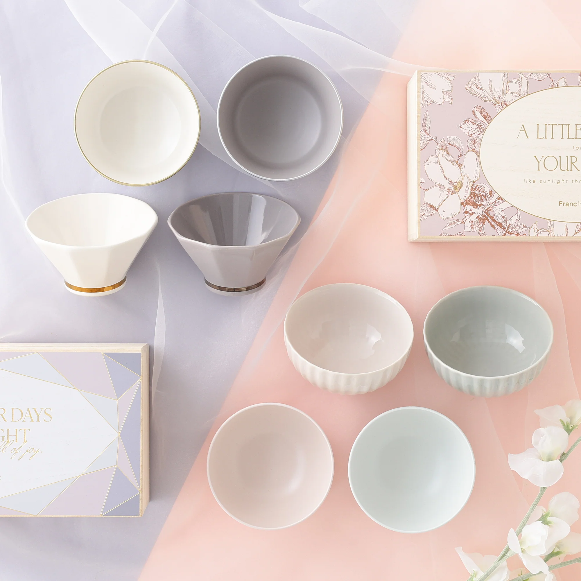 ペアギフト 茶碗＆汁椀セット フラワー - Image 2
