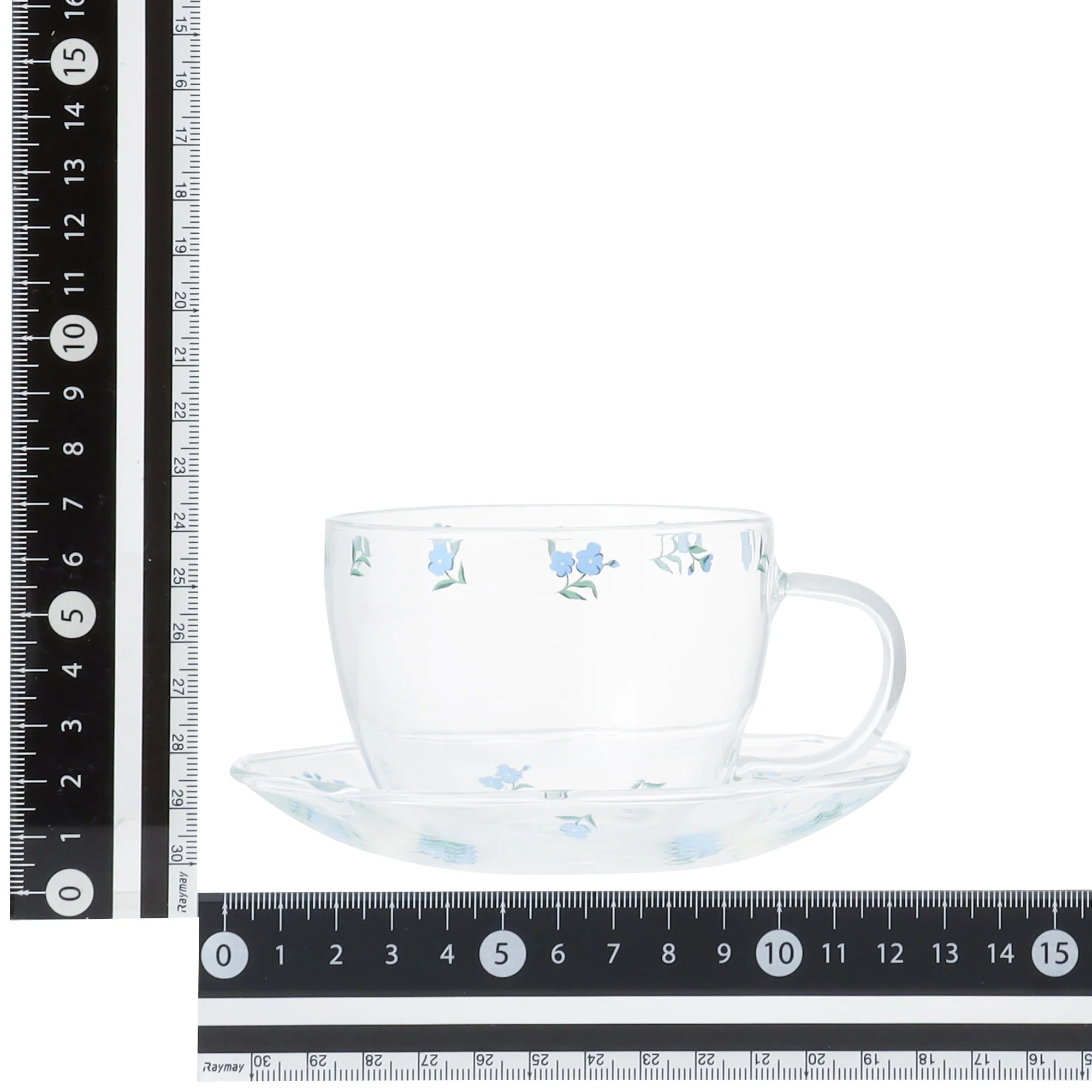フラワーガラス カップ&ソーサー ブルー - Image 6