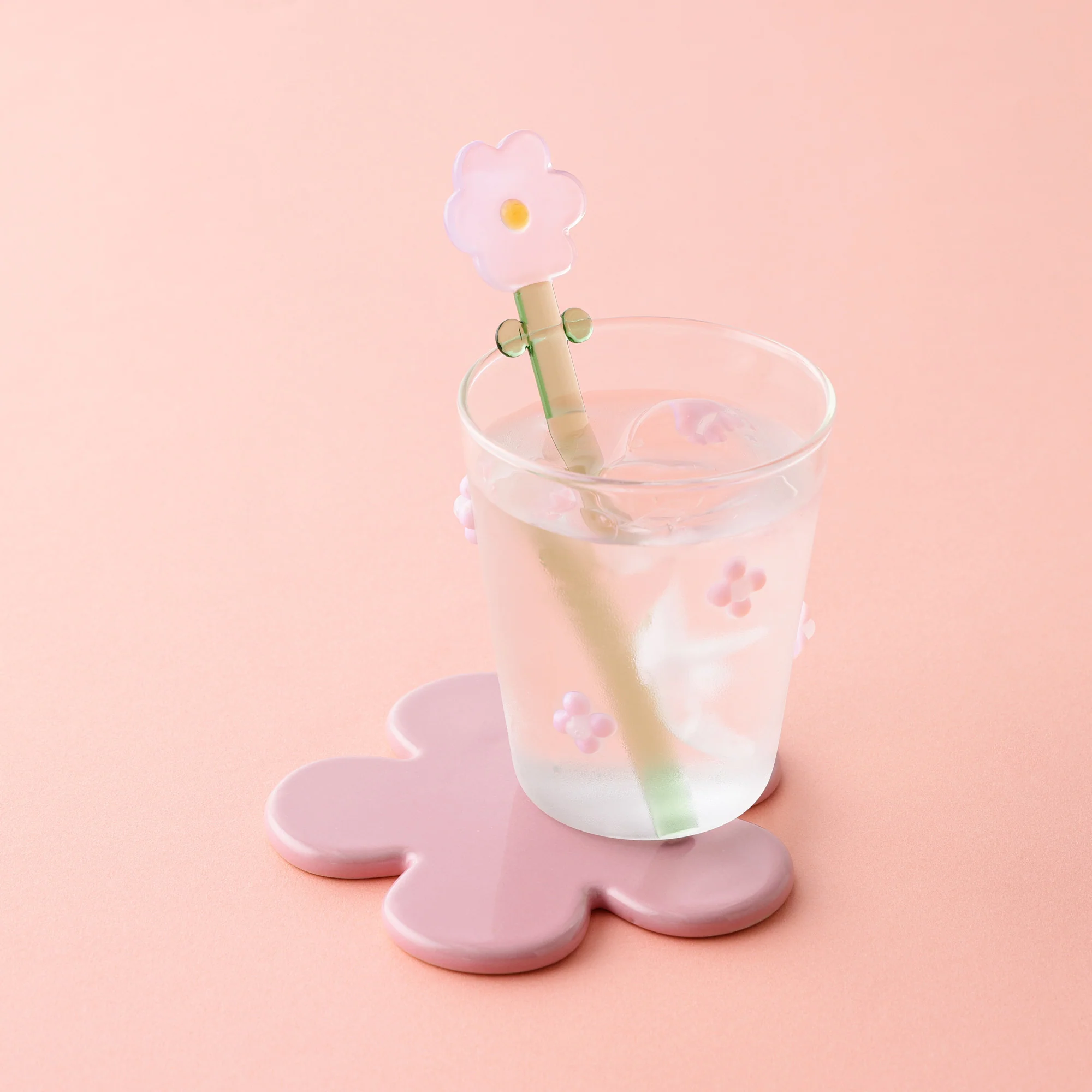 フラワーガラスタンブラー ピンク - Image 6