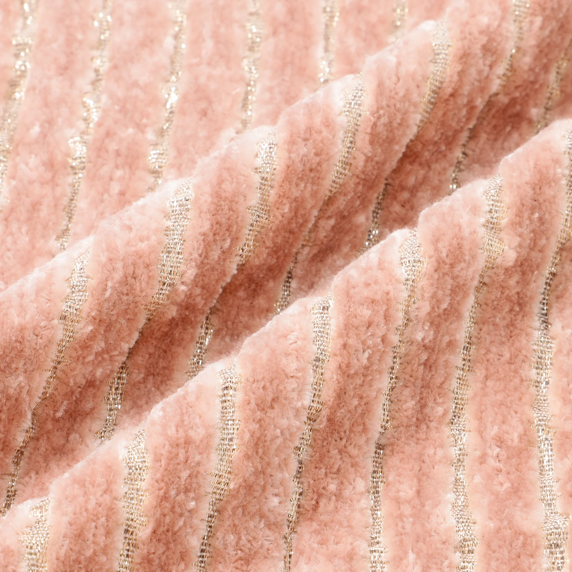 シェニールストライプ クッションカバー 45×45 ピンク（057） - Image 7