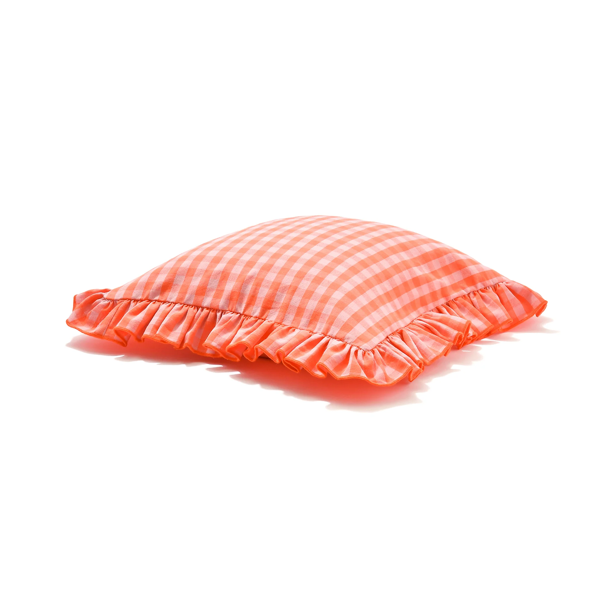フリルチェック  クッションカバー 45×45 オレンジ（C-089） - Image 4