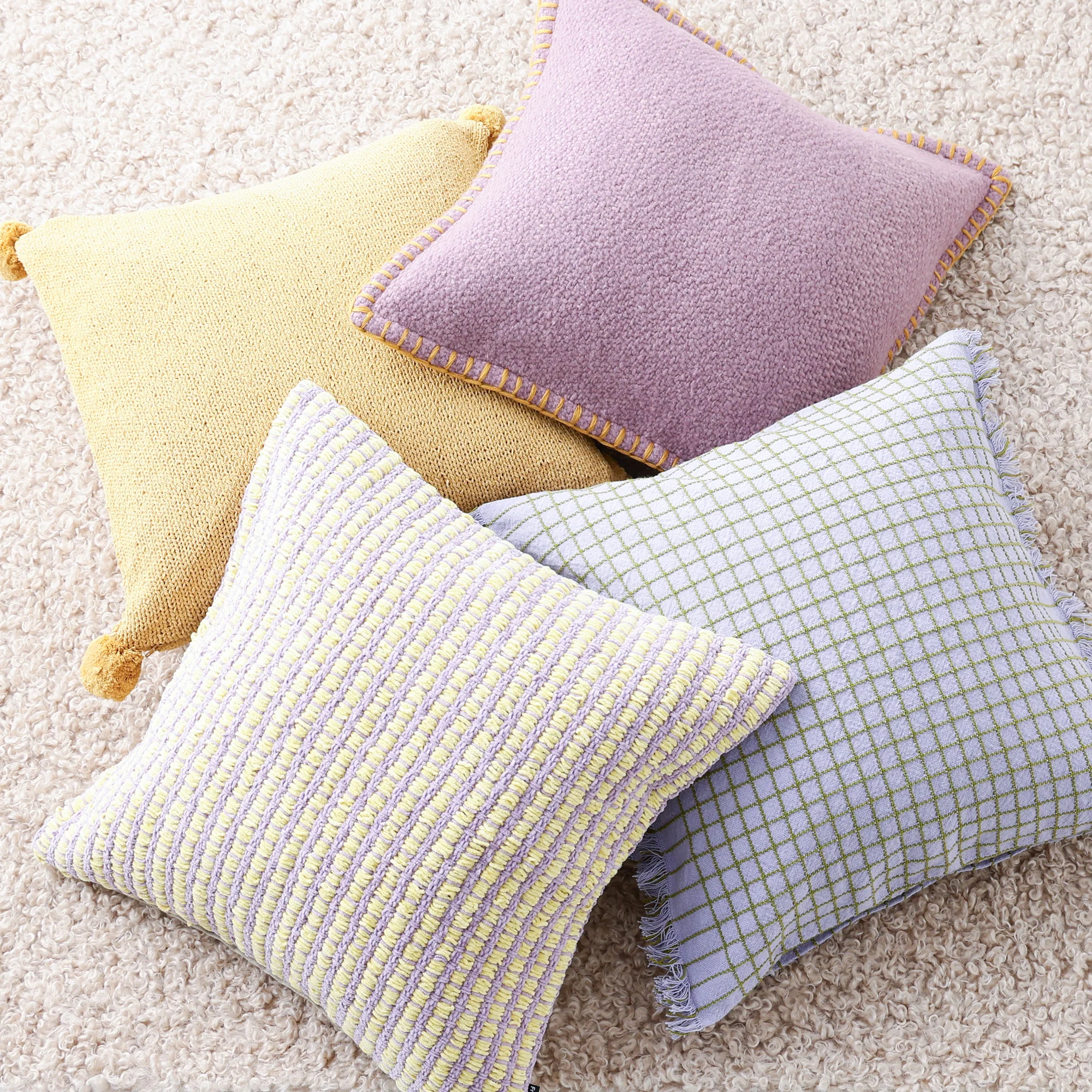 ポンポンニット クッションカバー 45×45 イエロー（060） - Image 8
