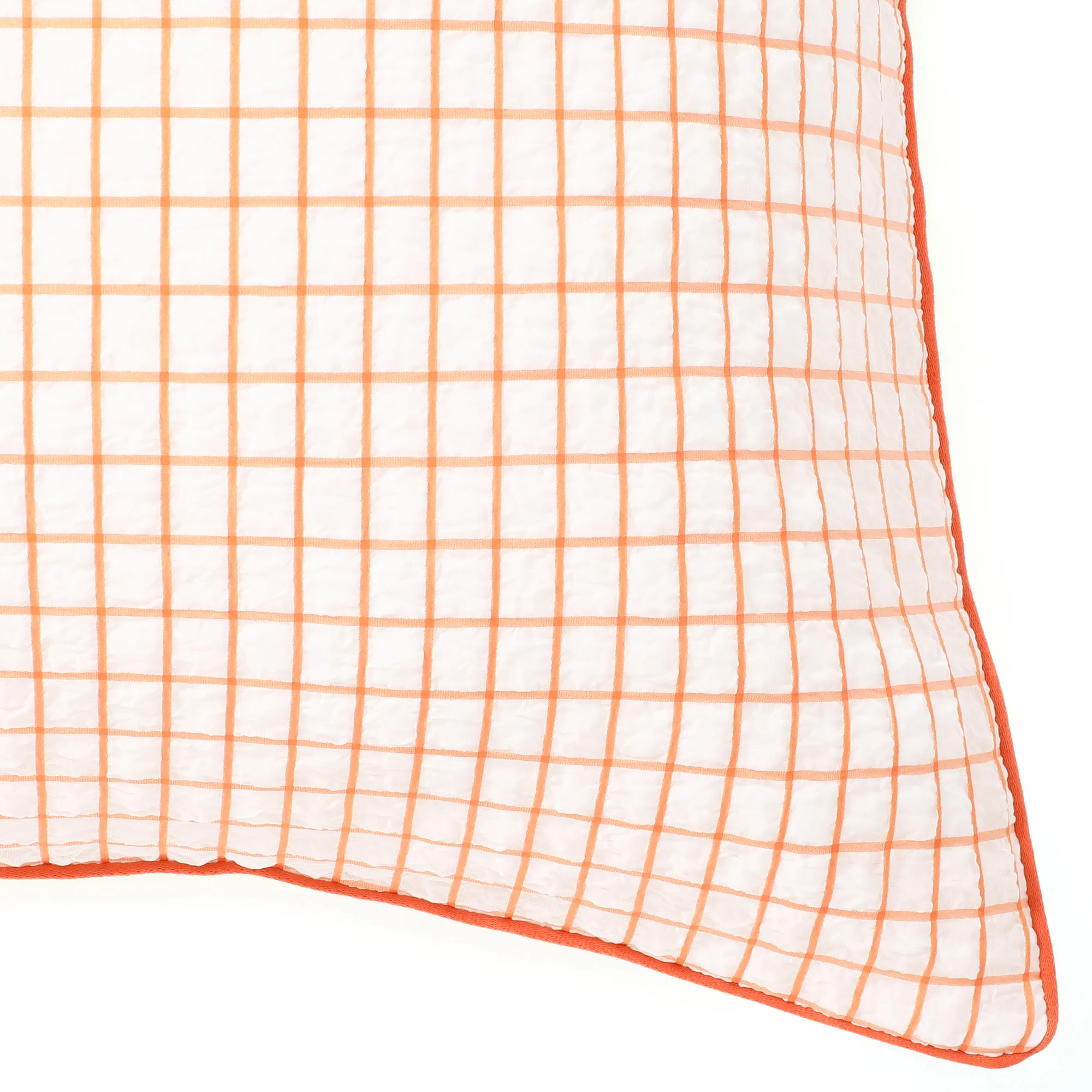 シアーチェック まくらカバー 700×500 ホワイト×オレンジ - Image 3