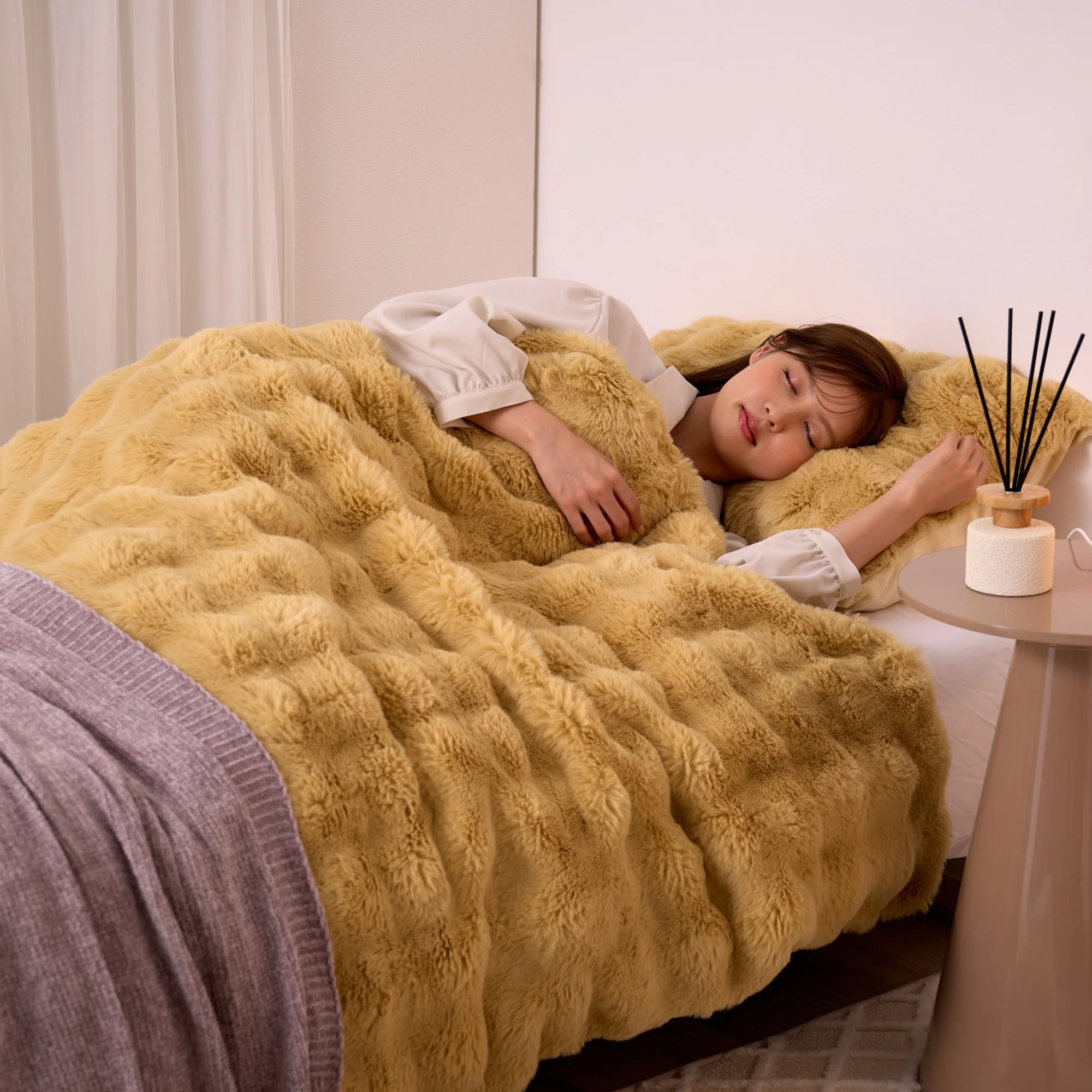 WARMY ポコモコファー まくらカバー イエロー - Image 3