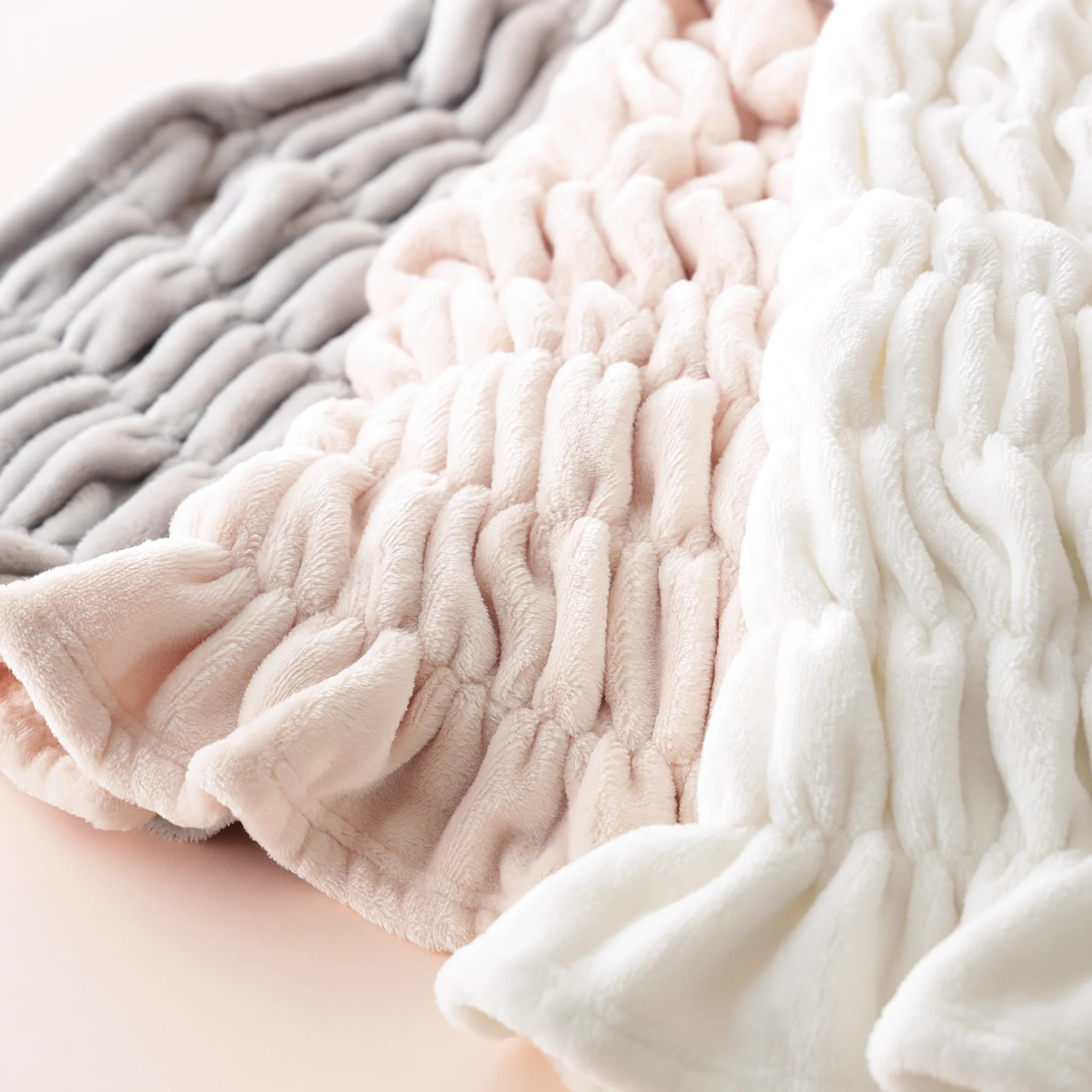 WARMY CICA リップル ブランケット（毛布） シングル 1400×2000 アイボリー - Image 2