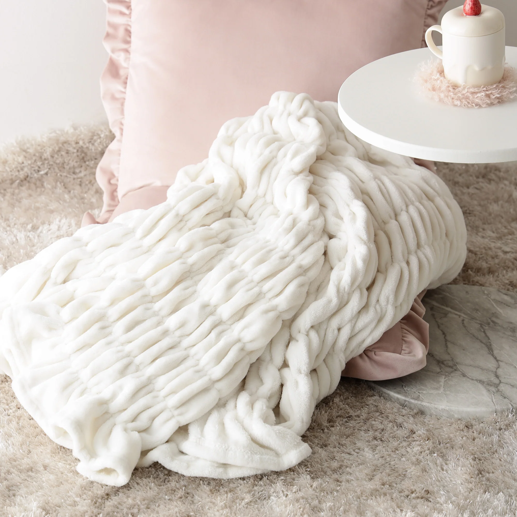WARMY CICA リップル ブランケット（毛布） シングル 1400×2000 アイボリー - Image 3