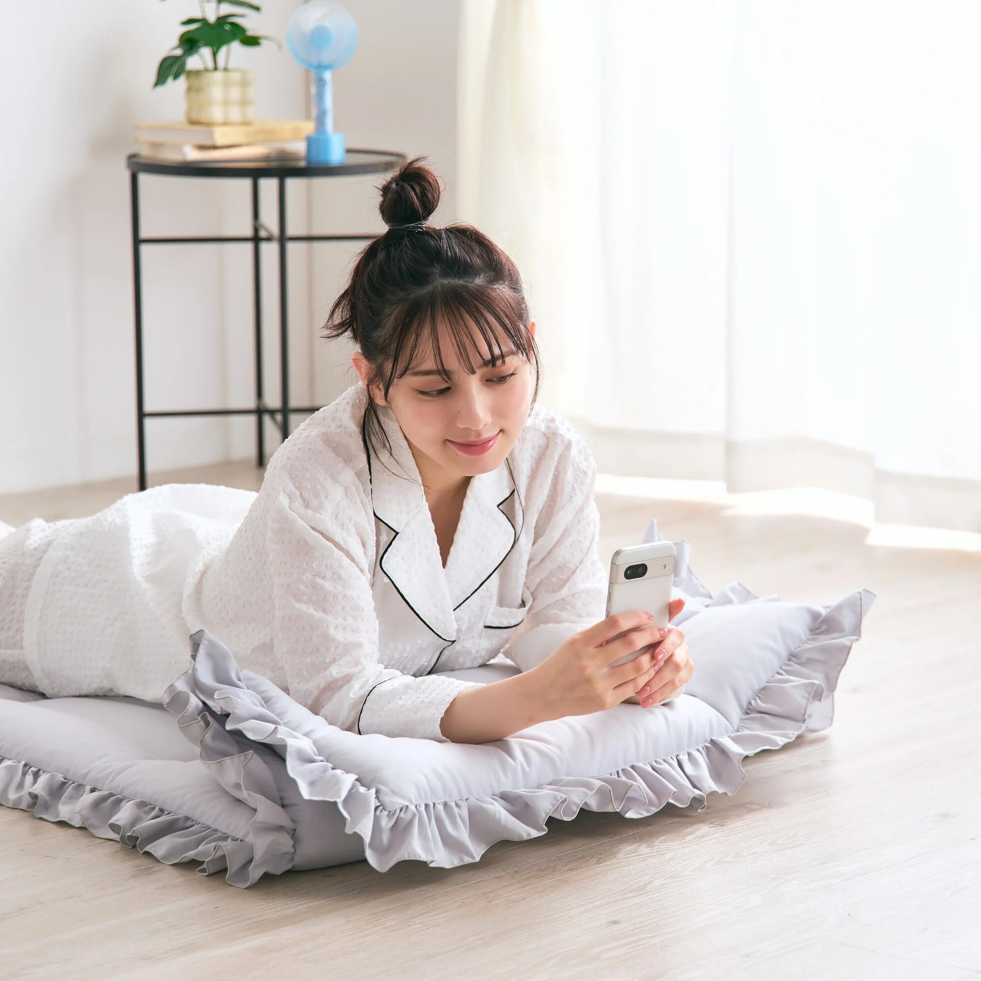 【EC限定】フリル ごろ寝マット 700×1800 グレー - Image 3