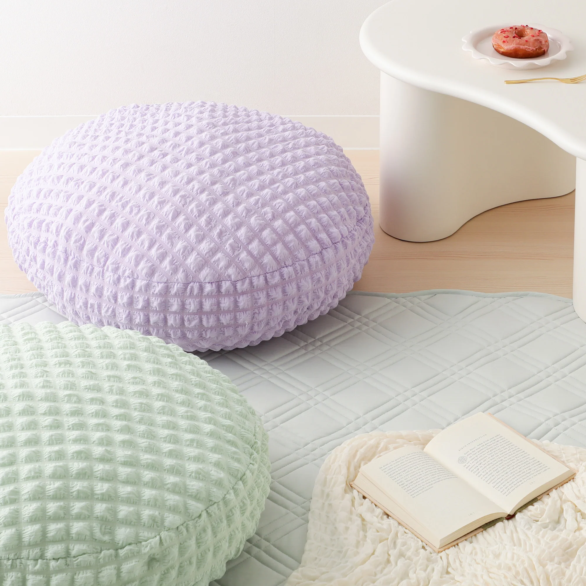 ポップコーンワッフル フロアクッション φ60 ライトパープル - Image 8