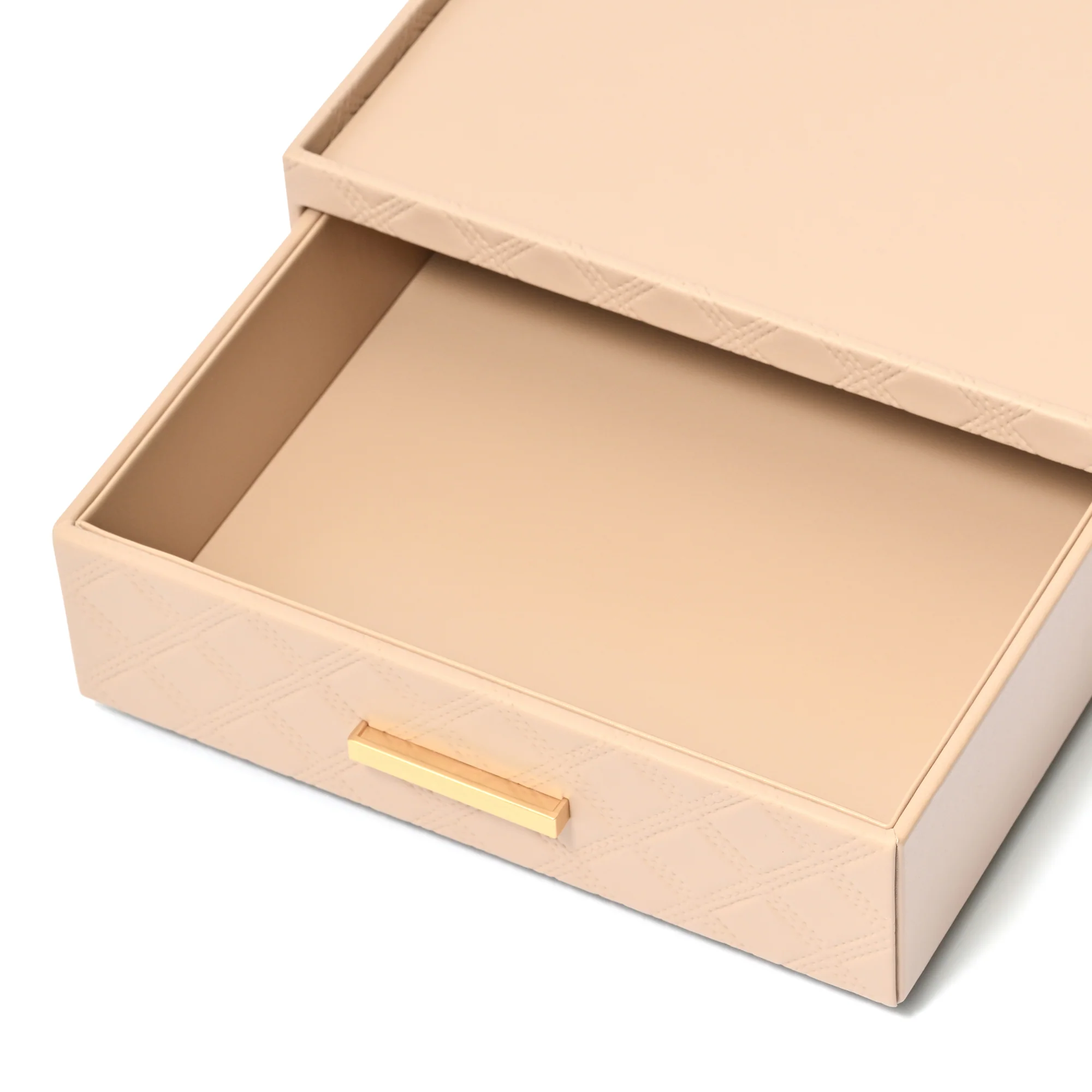 チェック ステッチ ステーショナリーボックス L ベージュ - Image 6