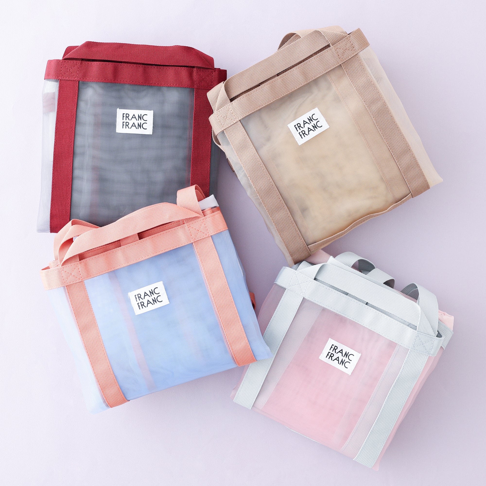 メッシュランドリーバッグ グレー×レッド - Image 4