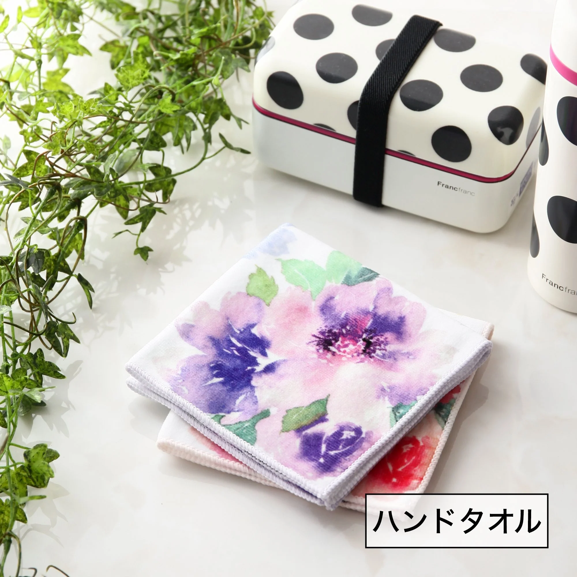 バロット 抗菌防臭ハンカチ 水彩花柄 ブルー - Image 5