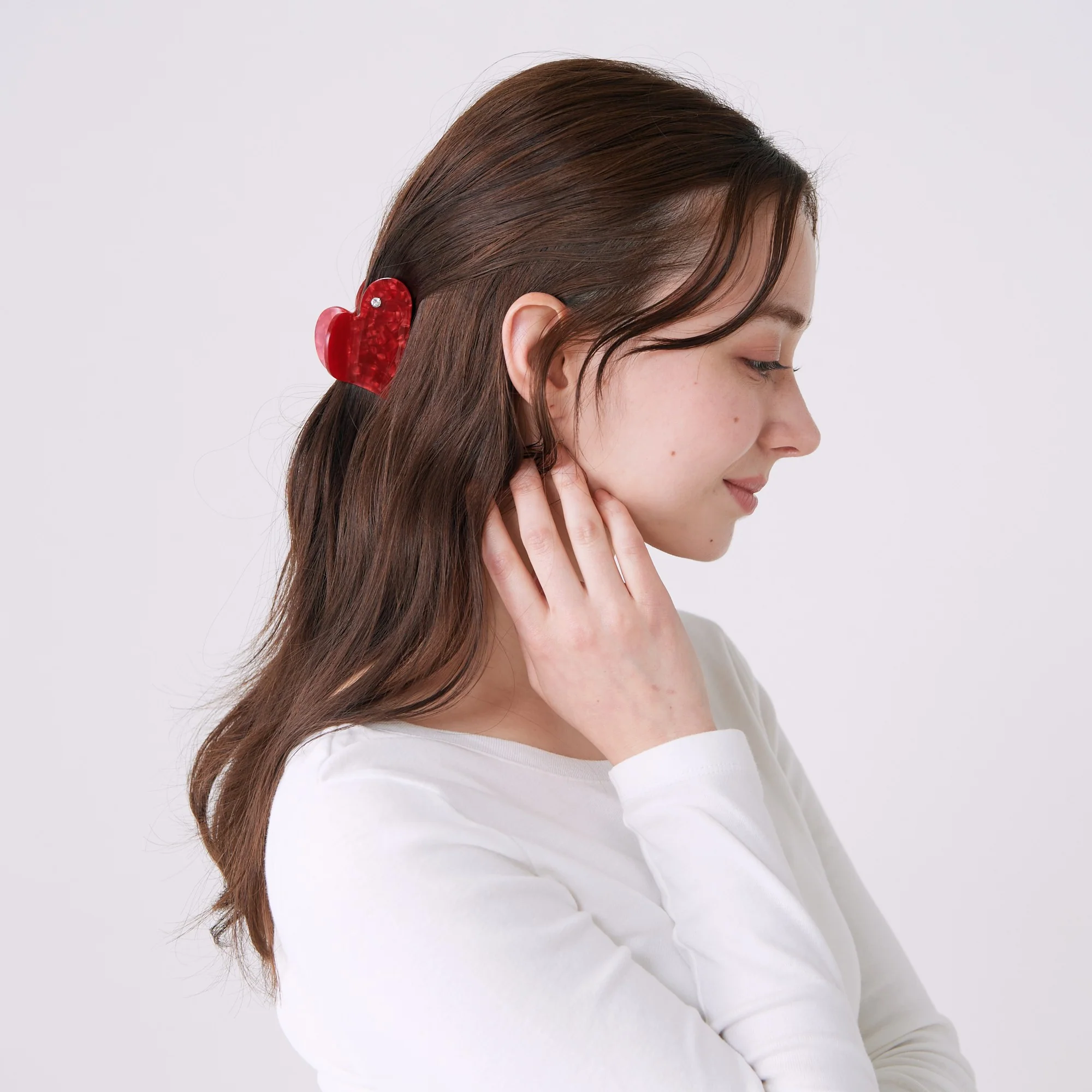 ハート ヘアクリップ レッド - Image 2