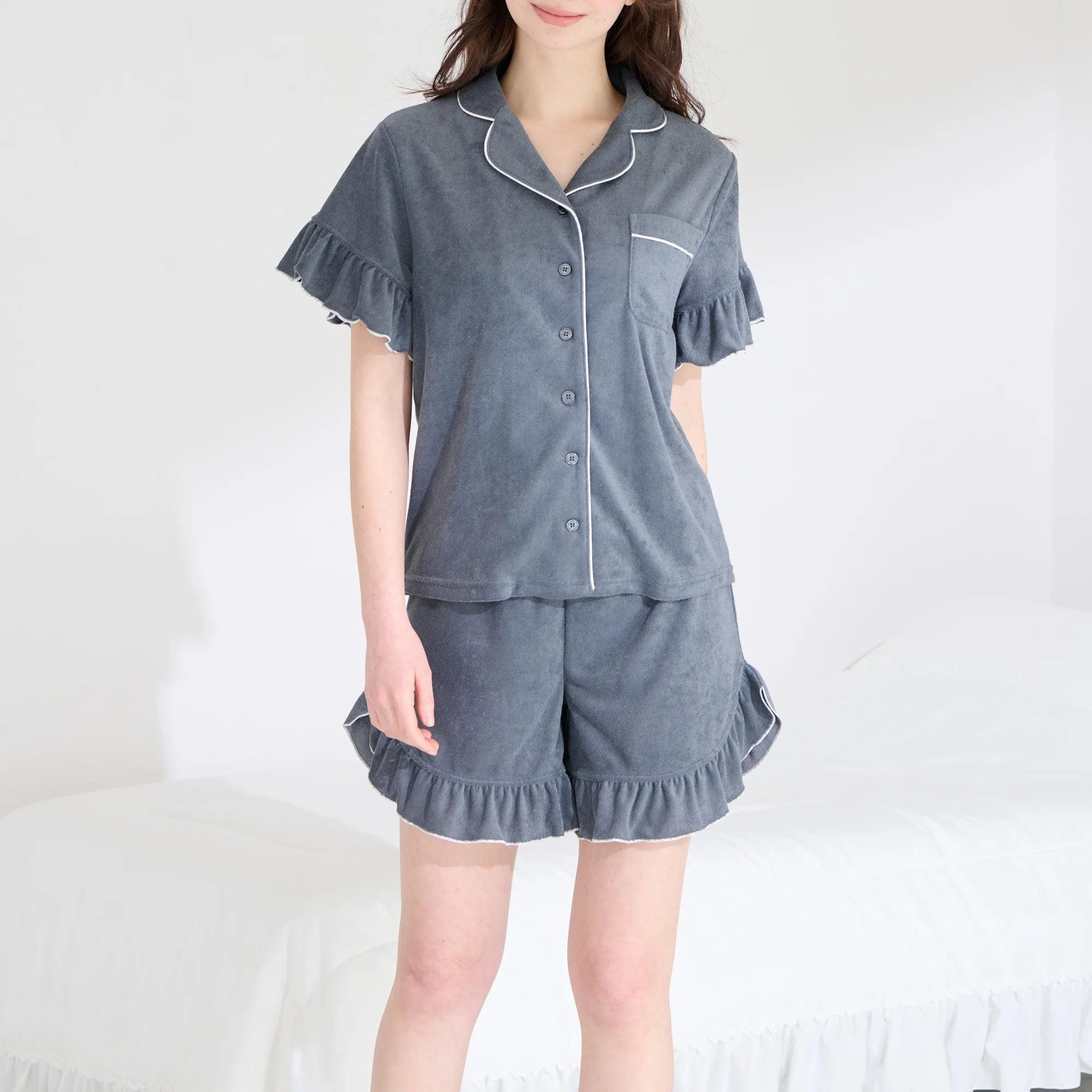 キシリトール加工 パイルパジャマ ダークグレー - Image 2