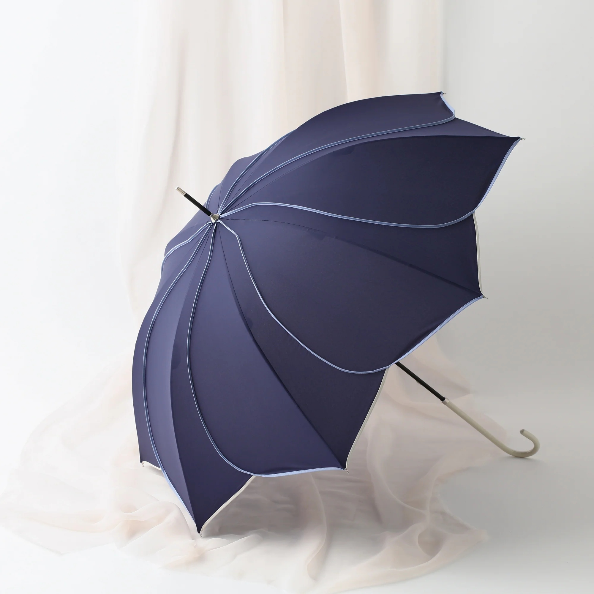 バイカラーパイピング 長傘 58cm ネイビー - Image 8