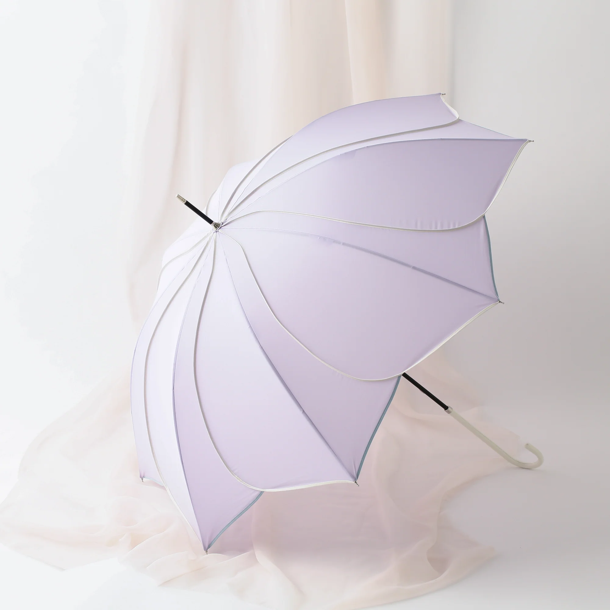 バイカラーパイピング 長傘 58cm パープル - Image 7