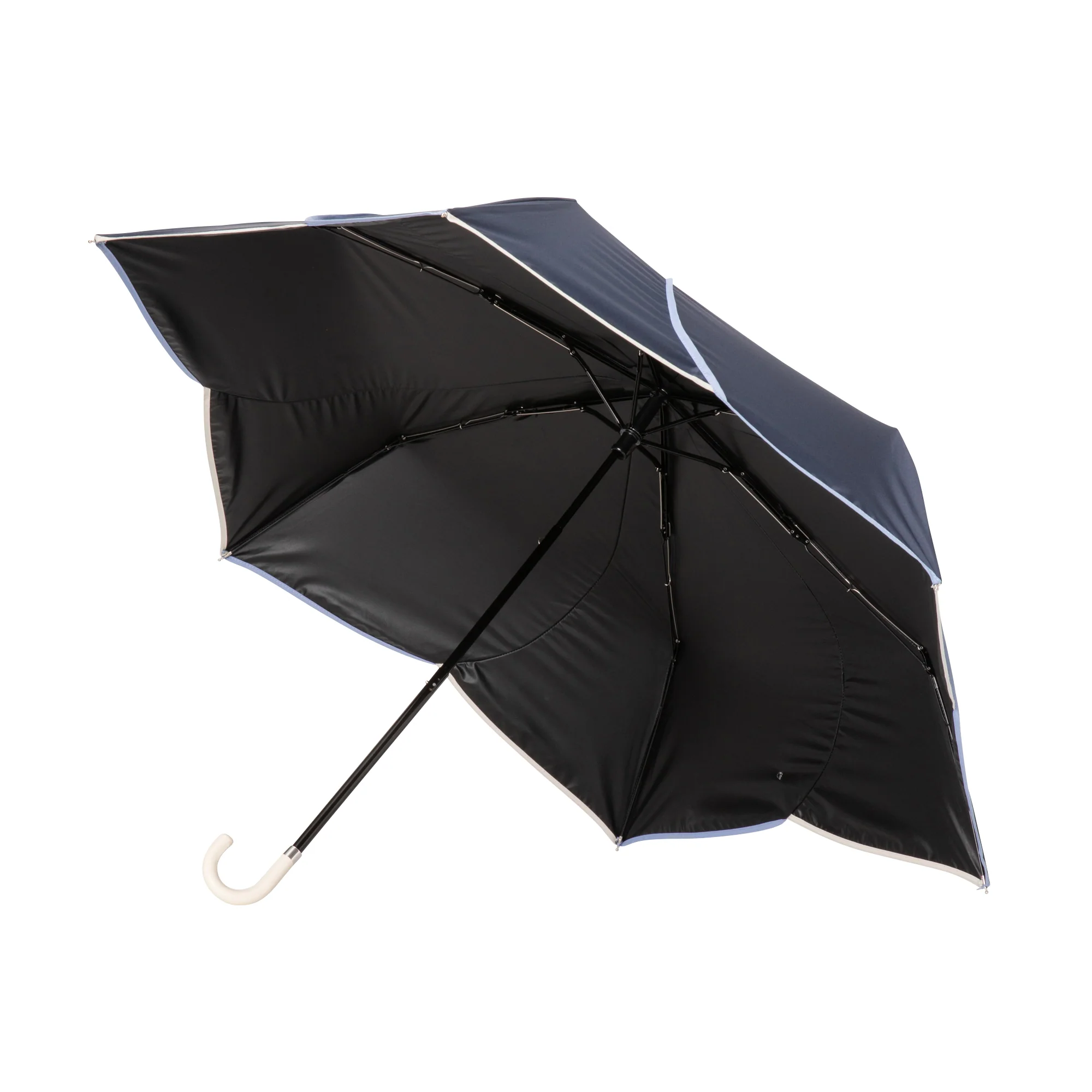 バイカラーパイピング 折りたたみ傘 47cm ネイビー(晴雨兼用) - Image 3