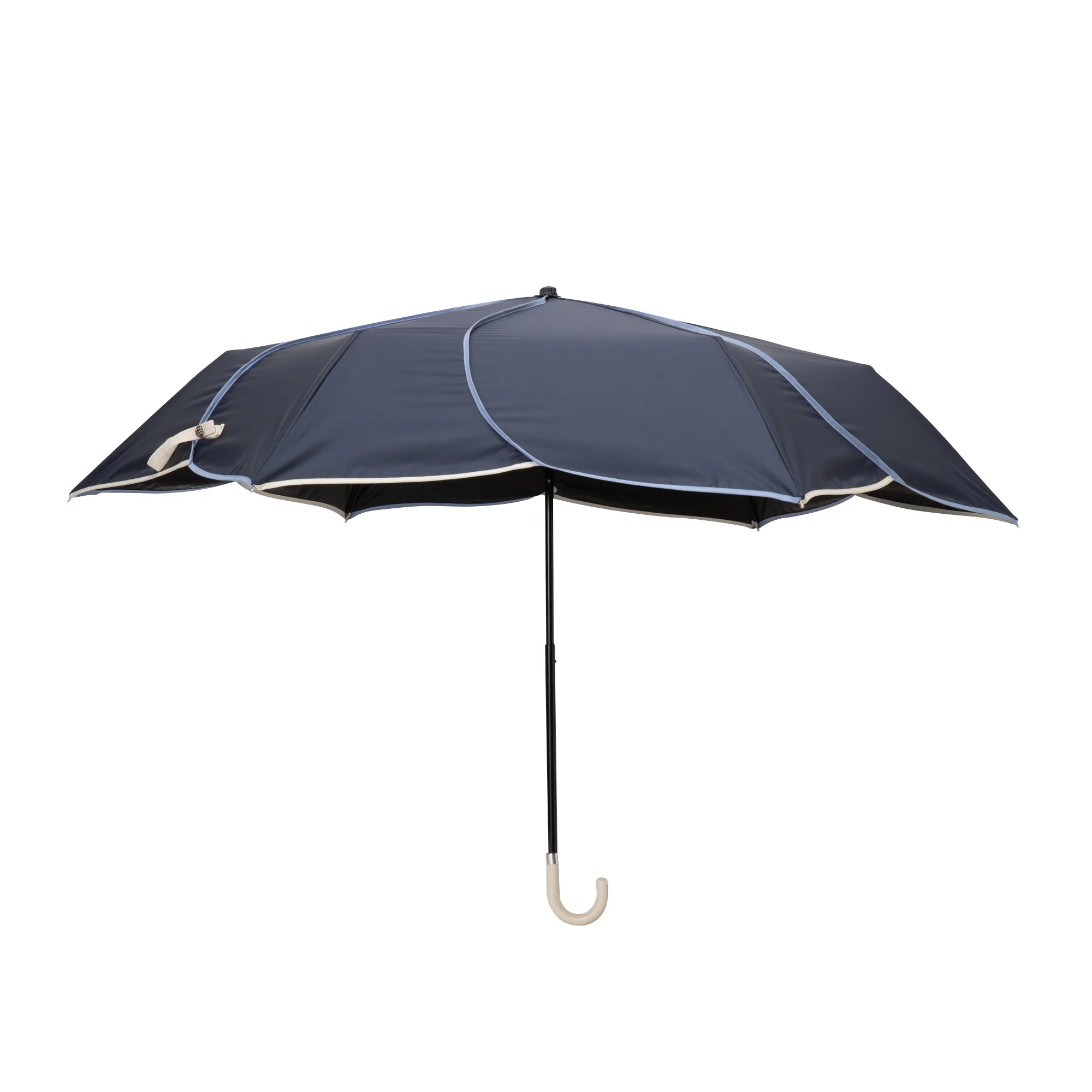 バイカラーパイピング 折りたたみ傘 47cm ネイビー(晴雨兼用) - Image 5