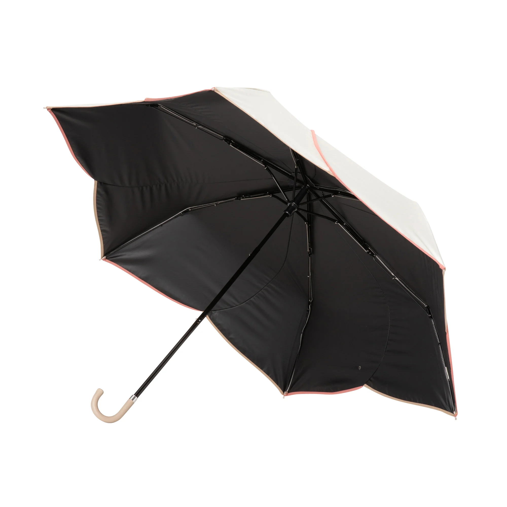 バイカラーパイピング 折りたたみ傘 47cm ホワイト（晴雨兼用） - Image 3