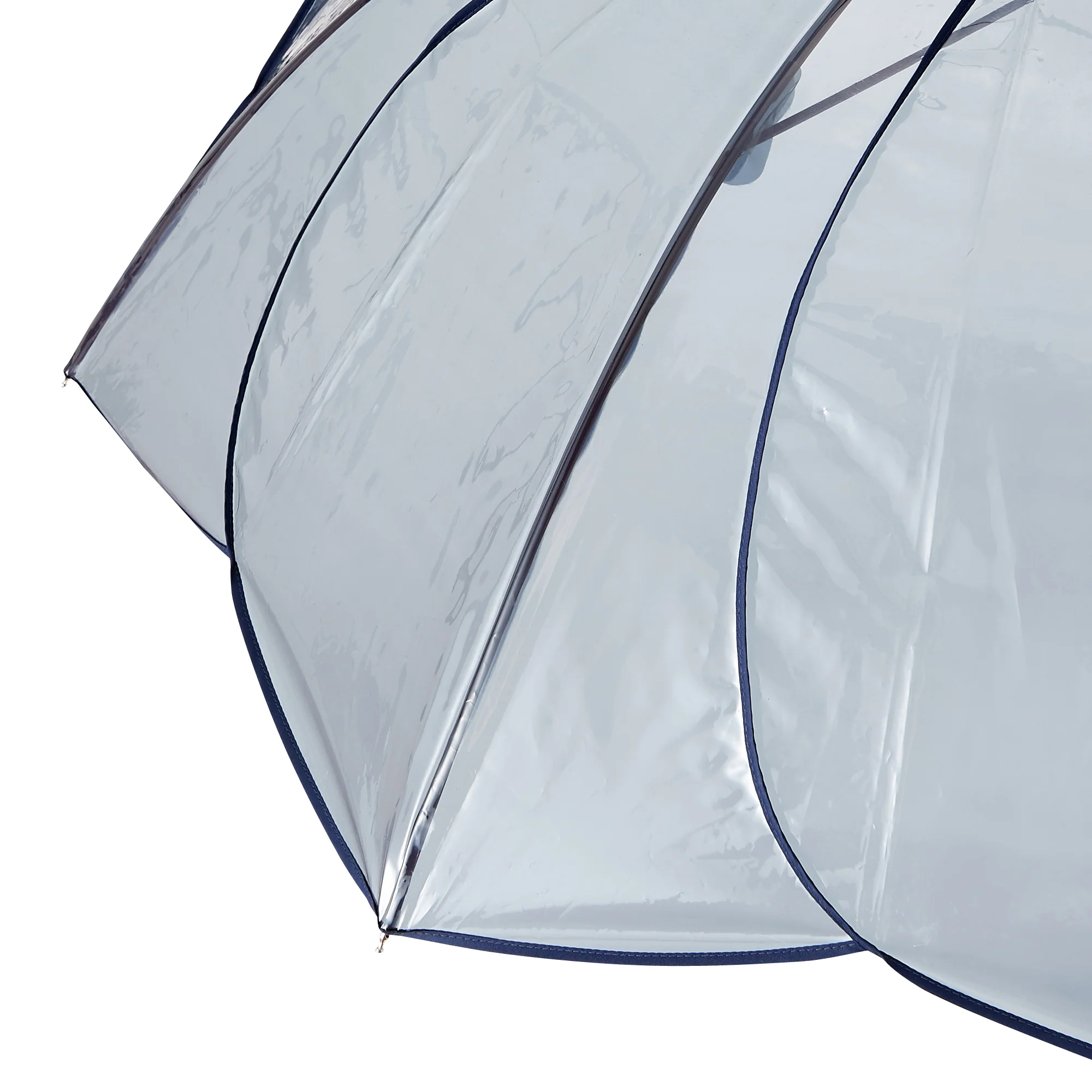クリアアンブレラ カラーパイピング 長傘 58cm グレー - Image 4