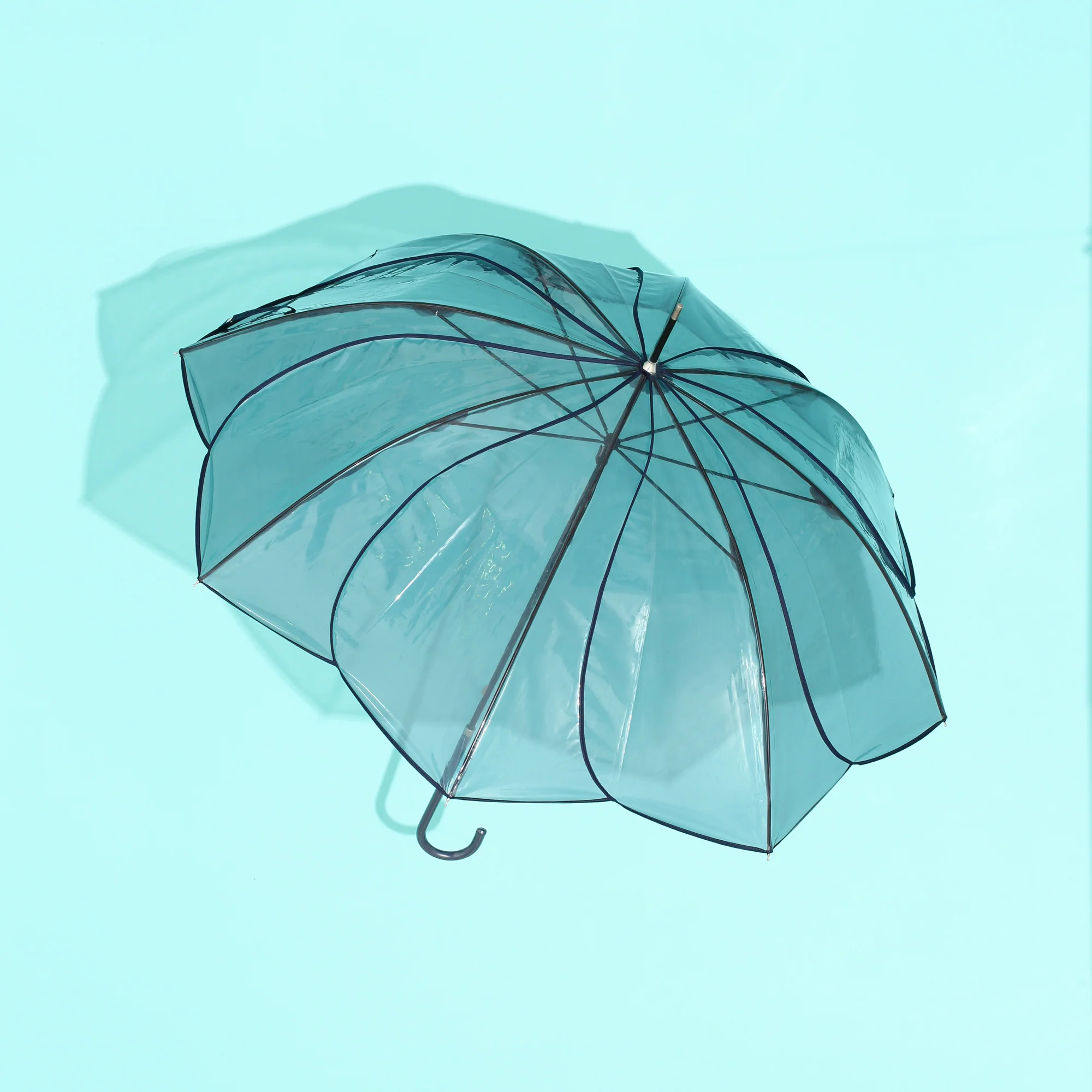 クリアアンブレラ カラーパイピング 長傘 58cm グレー - Image 7