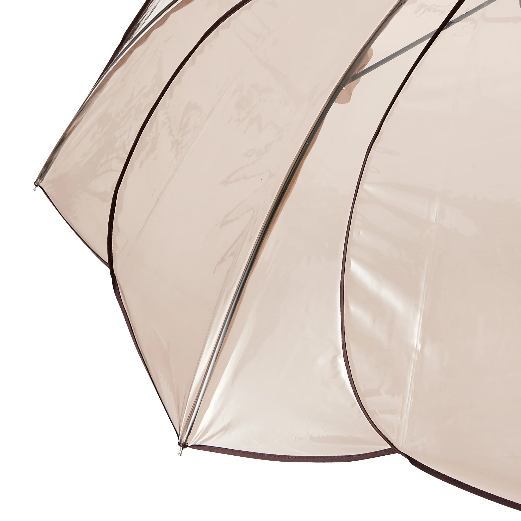 クリアアンブレラ カラーパイピング 長傘 58cm ブラウン - Image 4