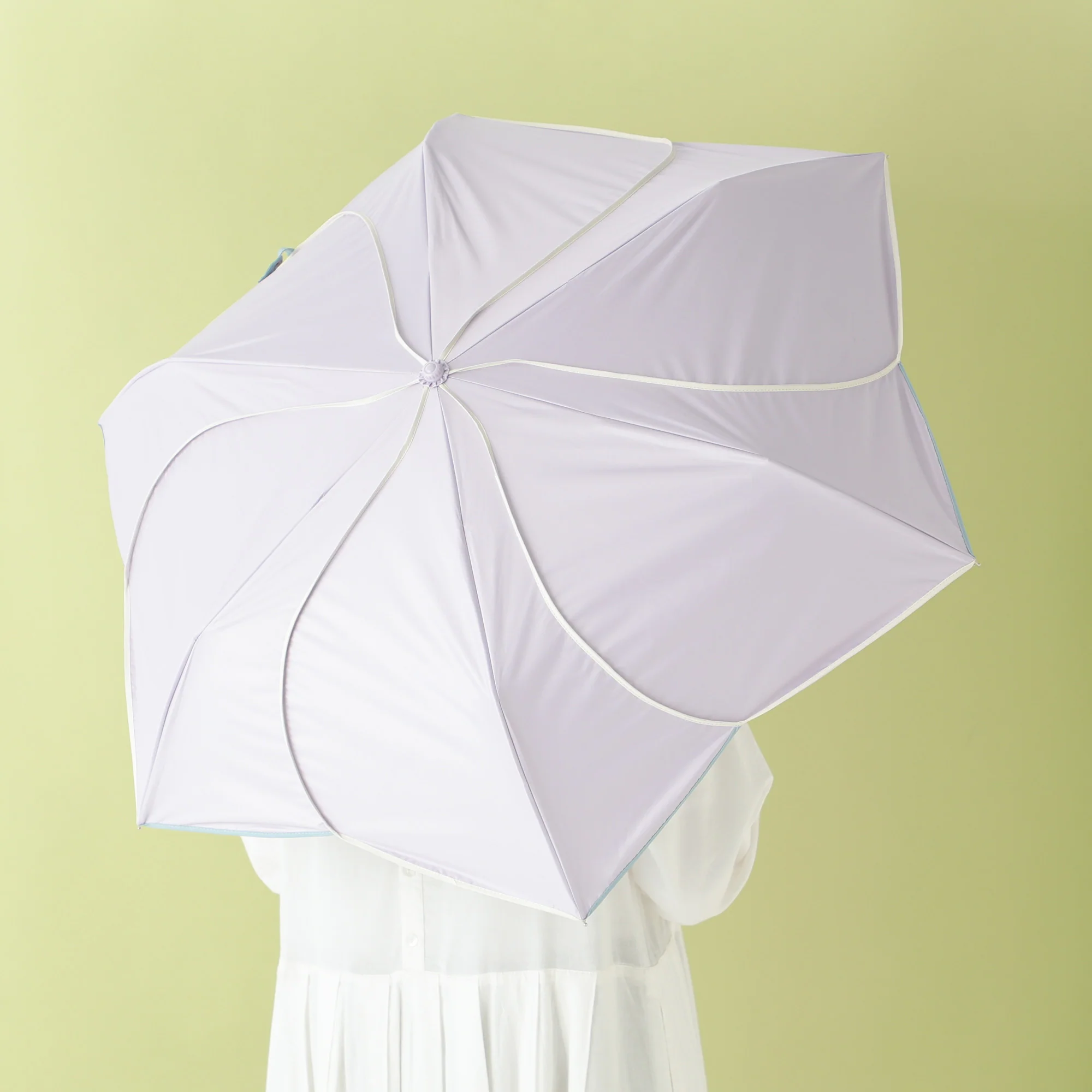 バイカラーパイピング 折りたたみ傘 47cm パープル（晴雨兼用） - Image 9