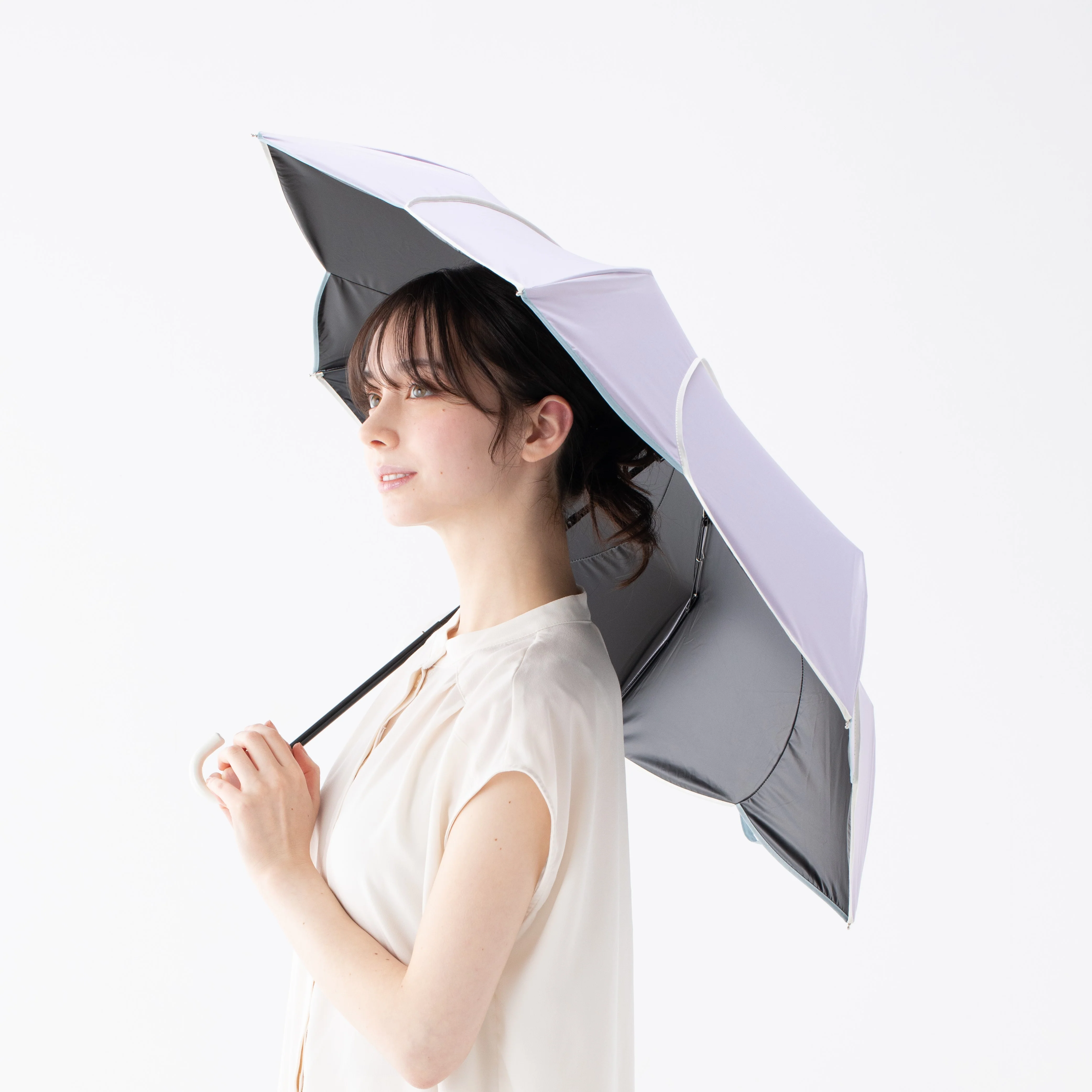バイカラーパイピング 折りたたみ傘 47cm グリーン（晴雨兼用） - Image 11
