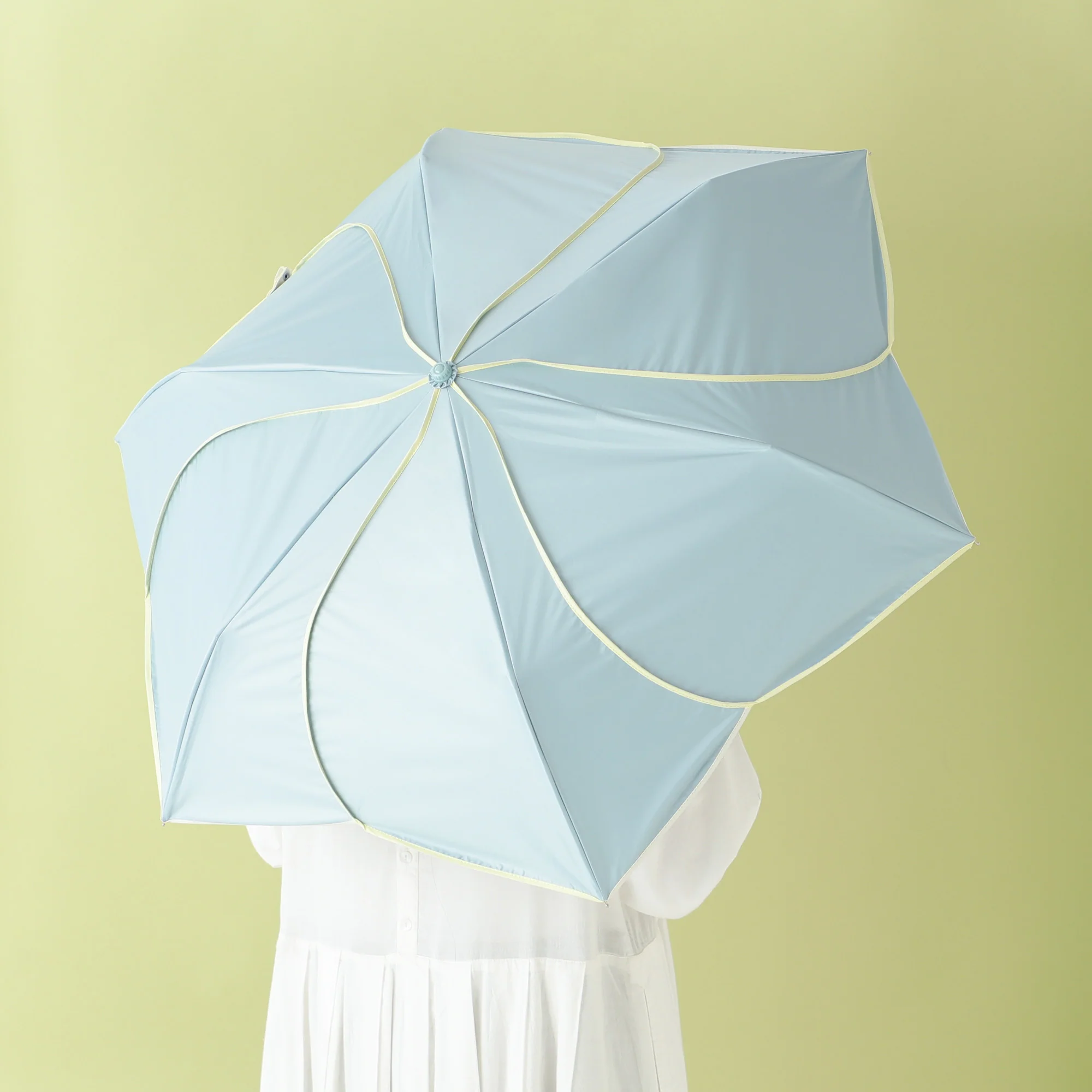 バイカラーパイピング 折りたたみ傘 47cm グリーン（晴雨兼用） - Image 9