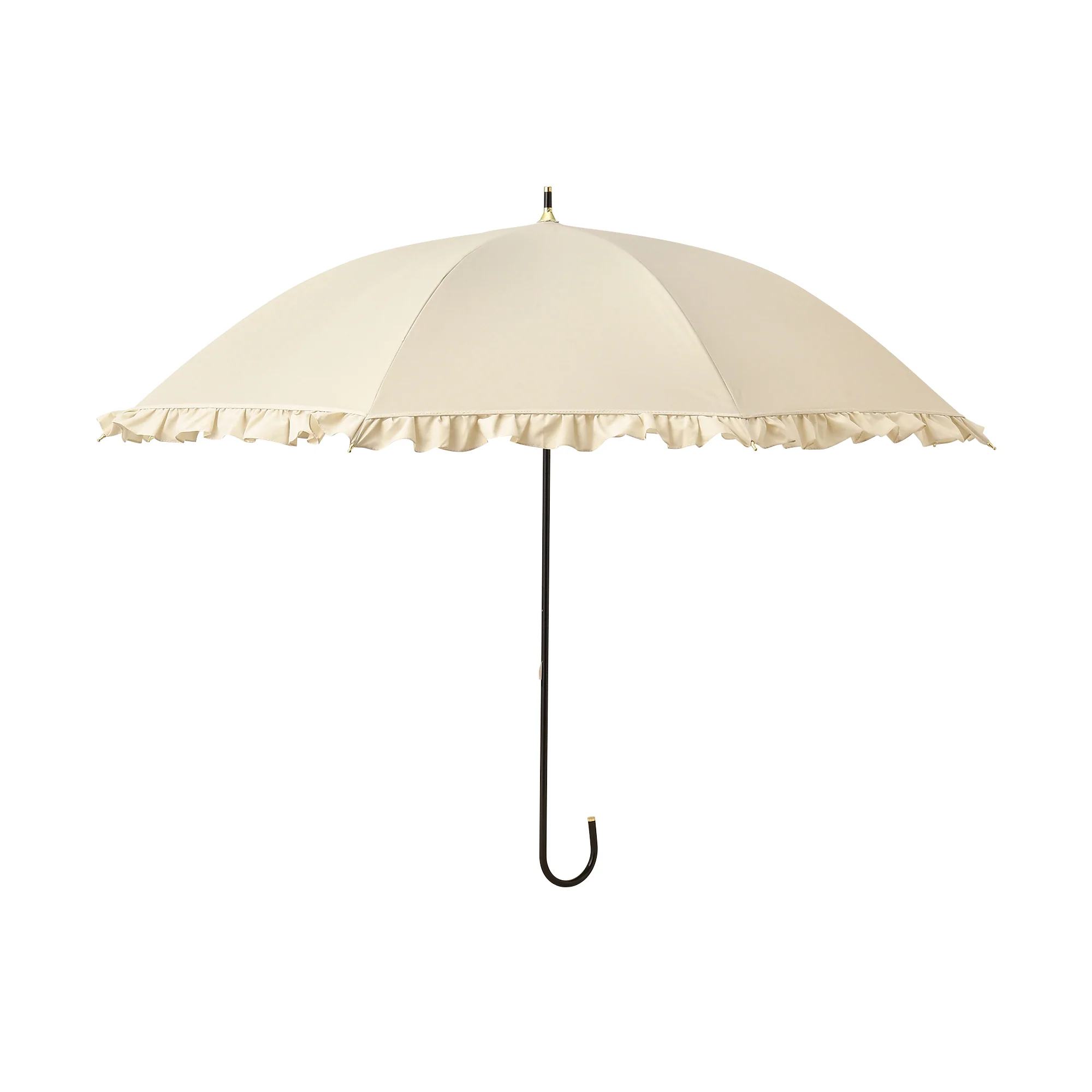 【2024年モデル】遮光 クラシックフリル 長傘 50cm ベージュ(晴雨兼用) - Image 3