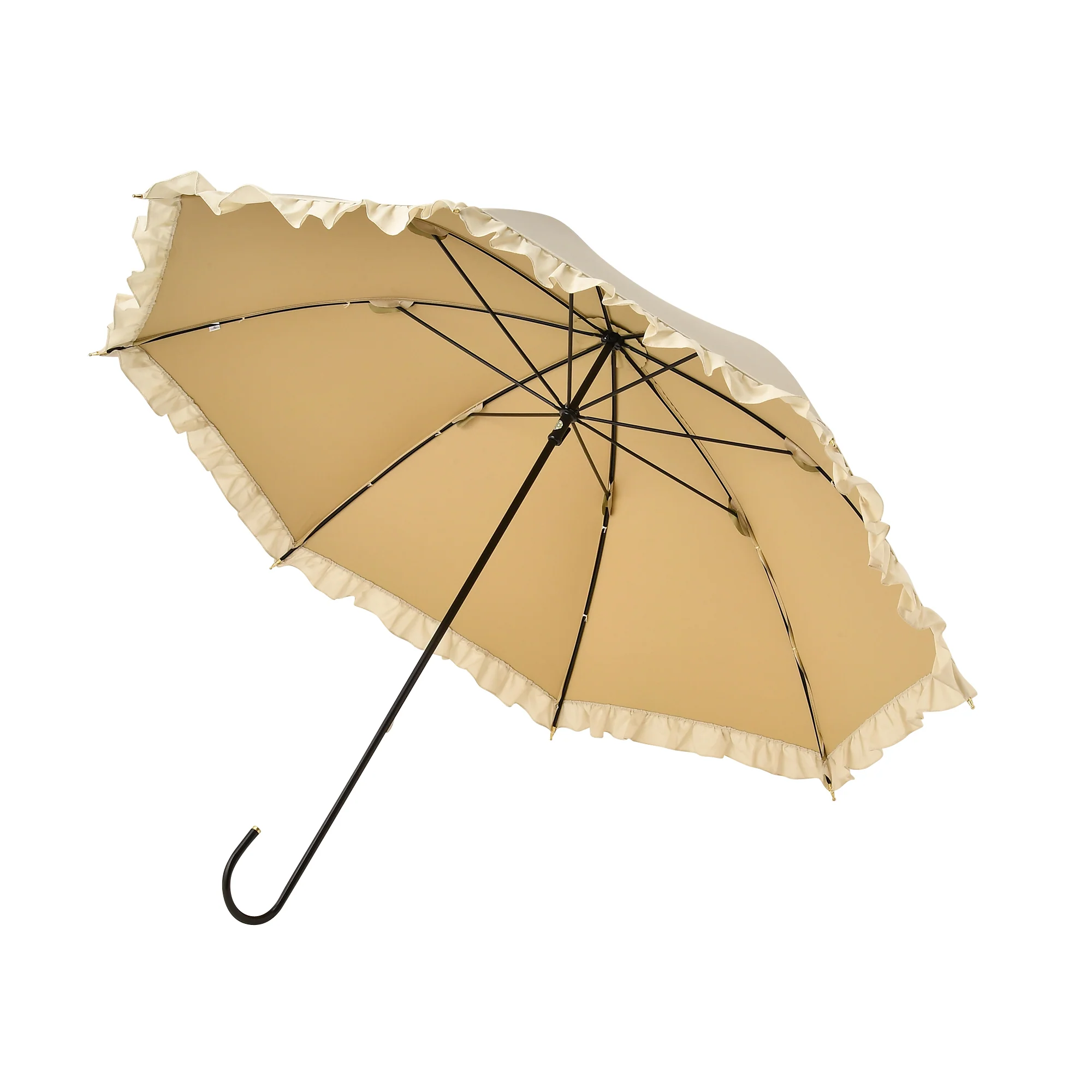 【2024年モデル】遮光 クラシックフリル 長傘 50cm ベージュ(晴雨兼用) - Image 4