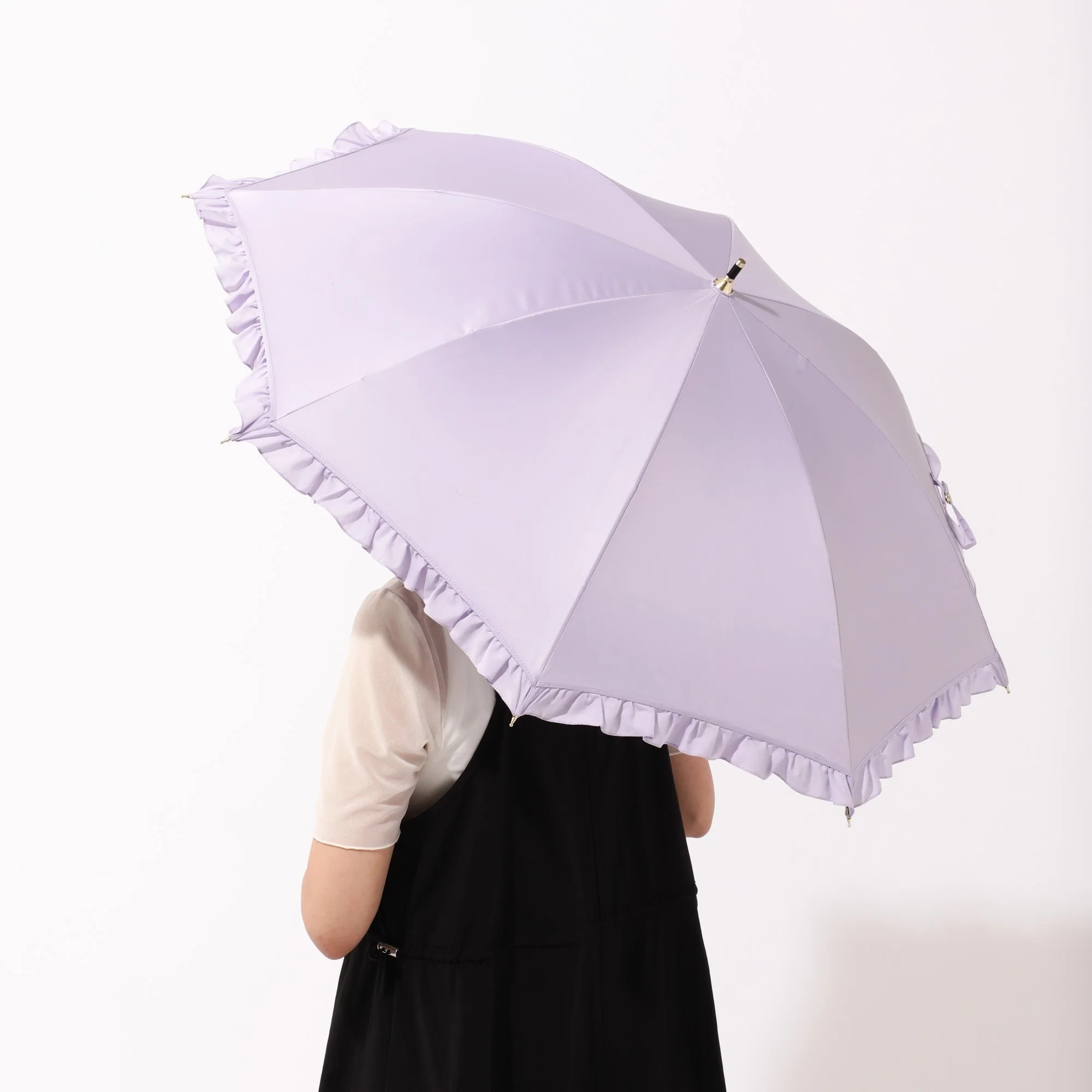 【2024年モデル】遮光 クラシックフリル 長傘 50cm パープル（晴雨兼用） - Image 11