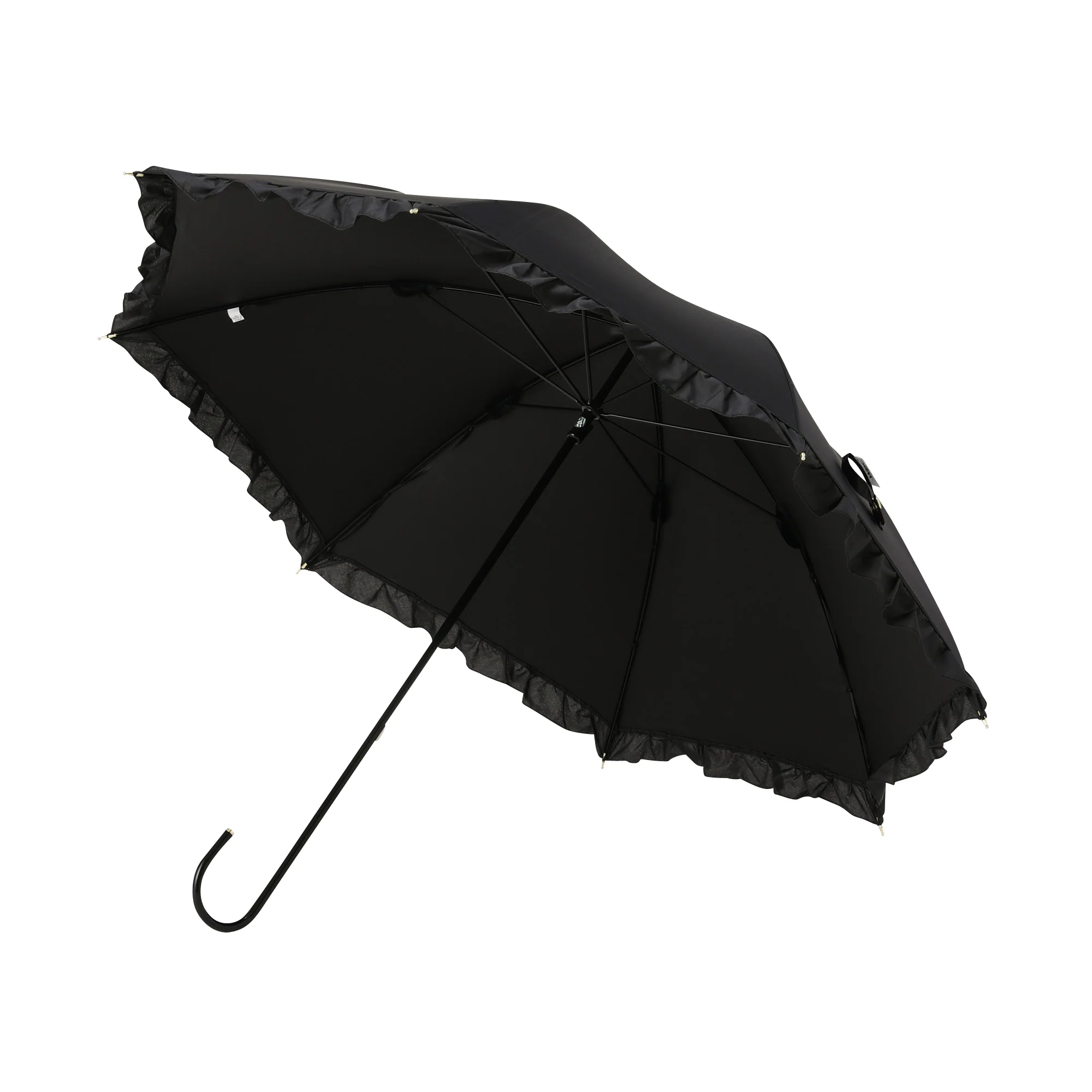 遮光 クラシックフリル 長傘 50cm ブラック（晴雨兼用） - Image 4