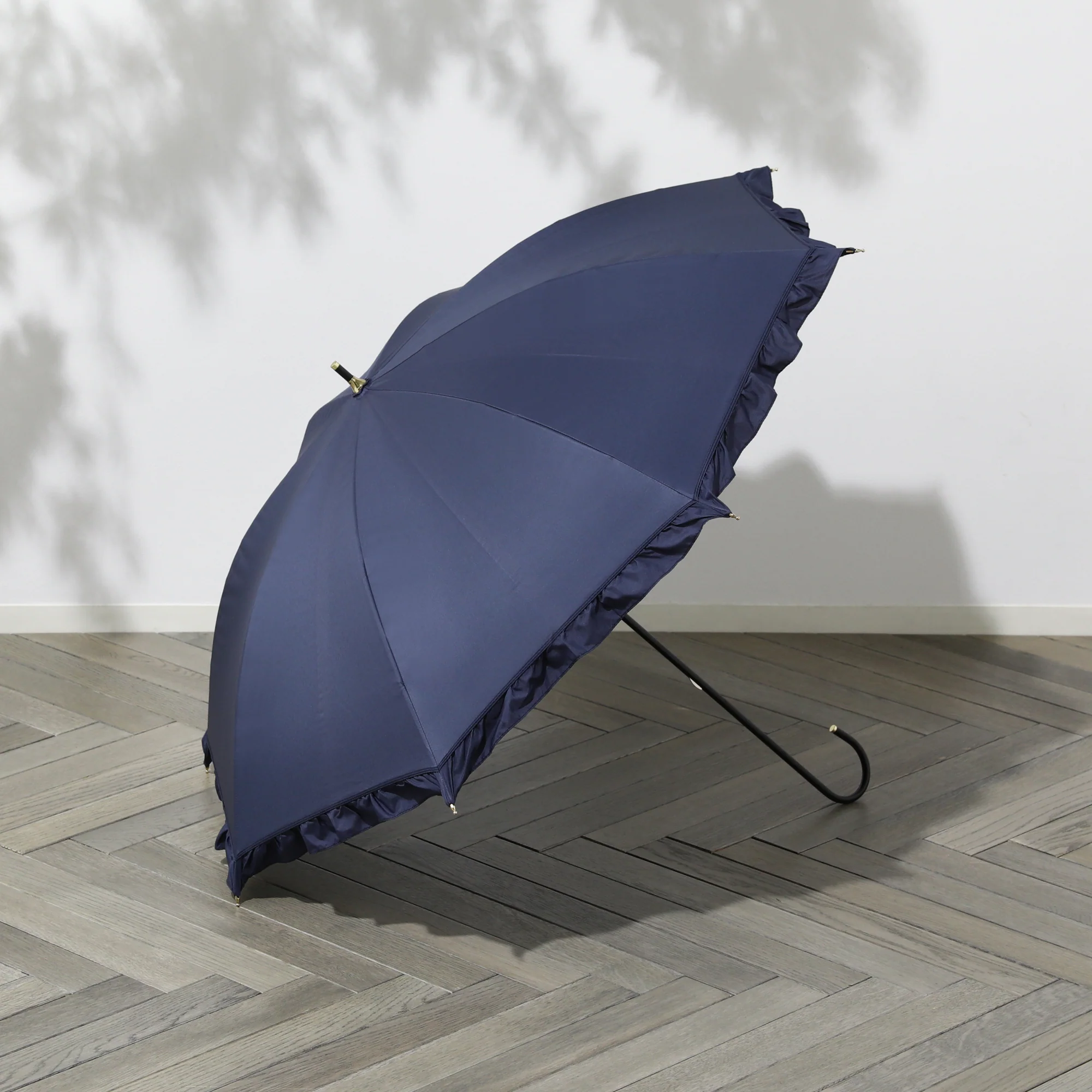 【2024年モデル】遮光 クラシックフリル 長傘 50cm ネイビー(晴雨兼用) - Image 8