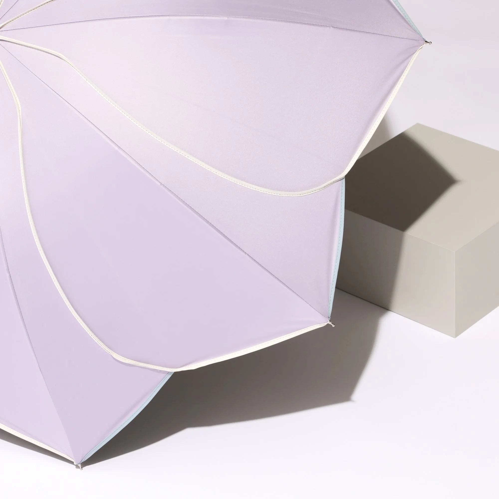 バイカラーパイピング 長傘 50cm パープル（晴雨兼用） - Image 12