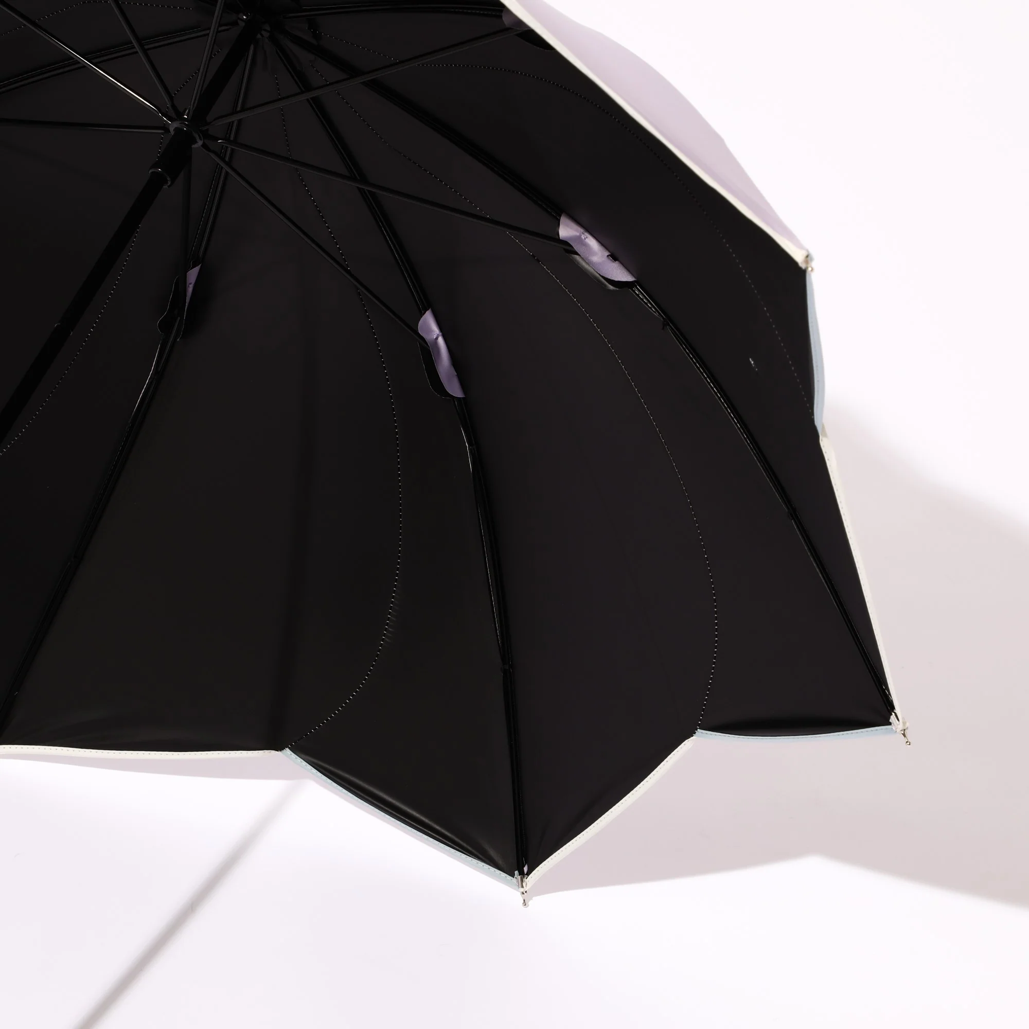 バイカラーパイピング 長傘 50cm パープル（晴雨兼用） - Image 13