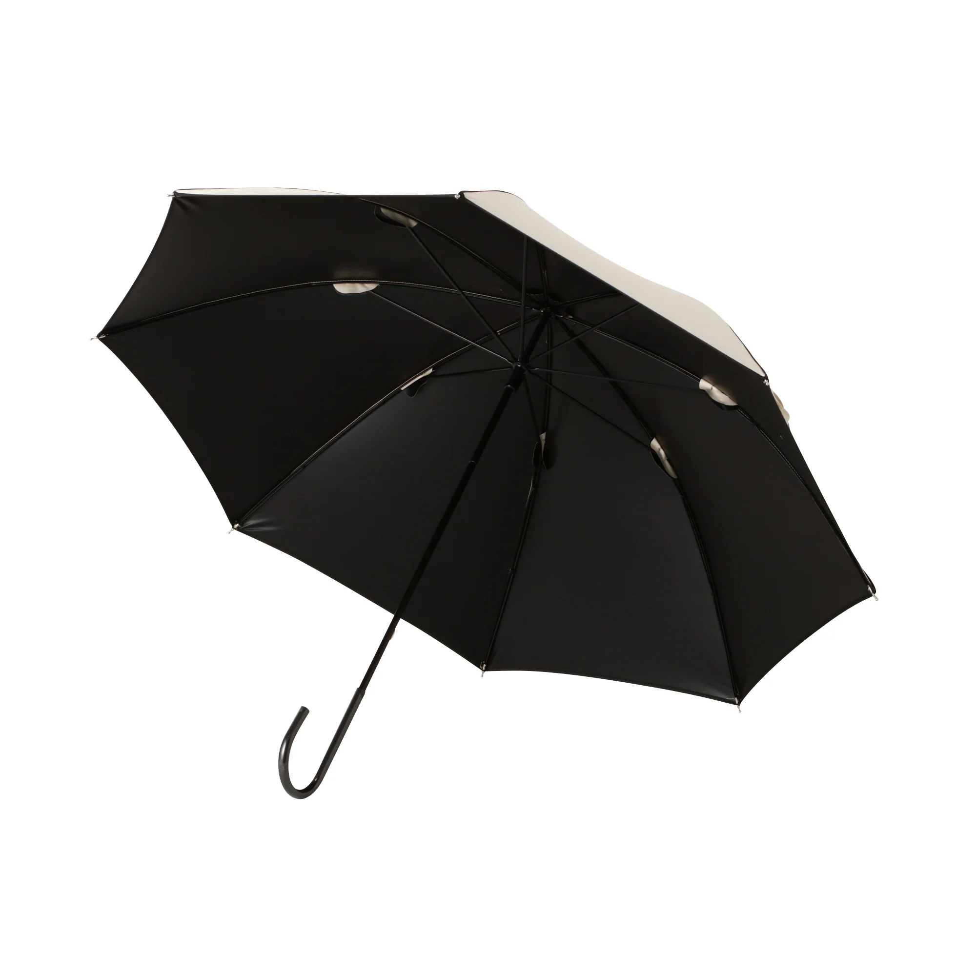 遮光パイピング 長傘 50cm ベージュ（晴雨兼用） - Image 3
