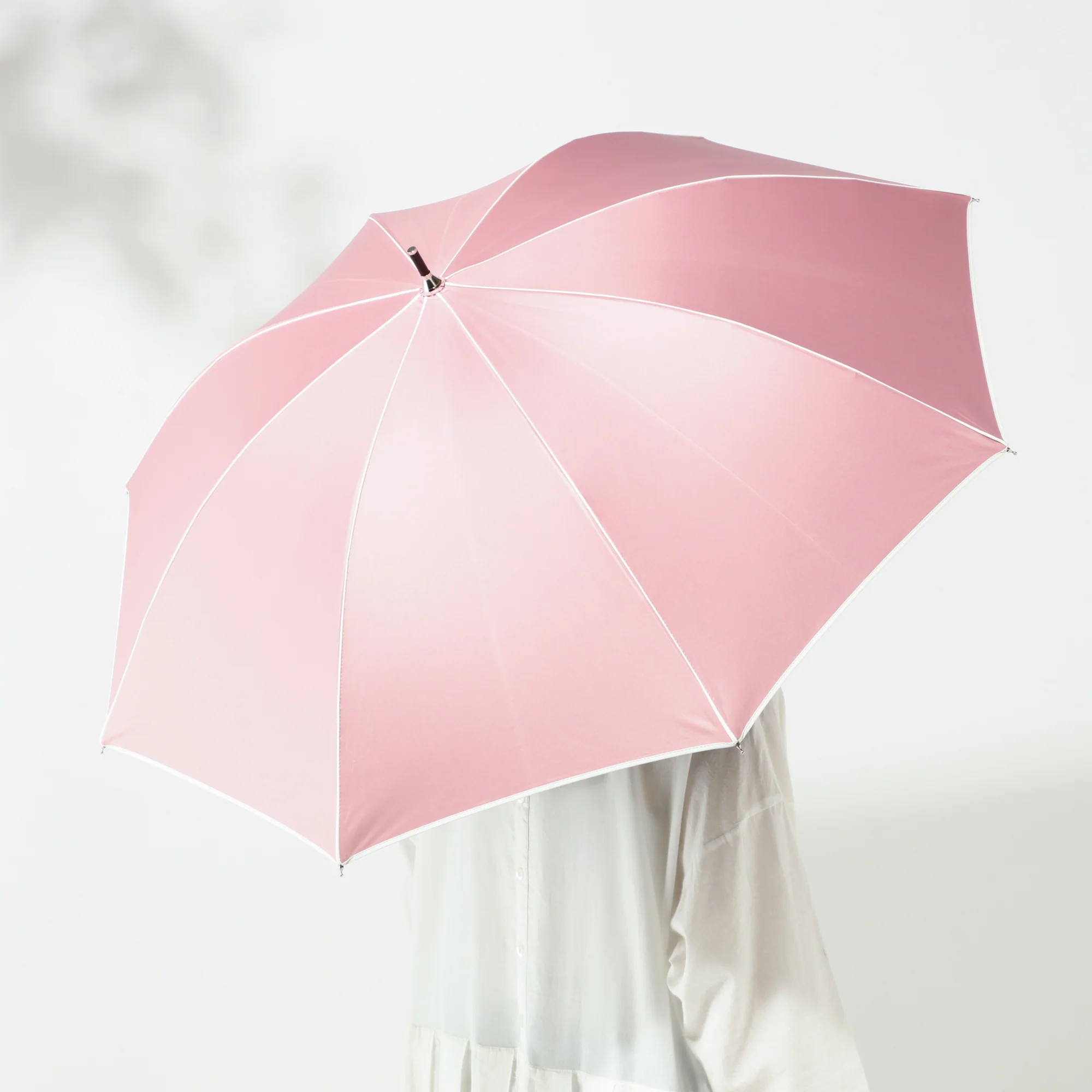 遮光パイピング 長傘 50cm ピンク（晴雨兼用） - Image 9