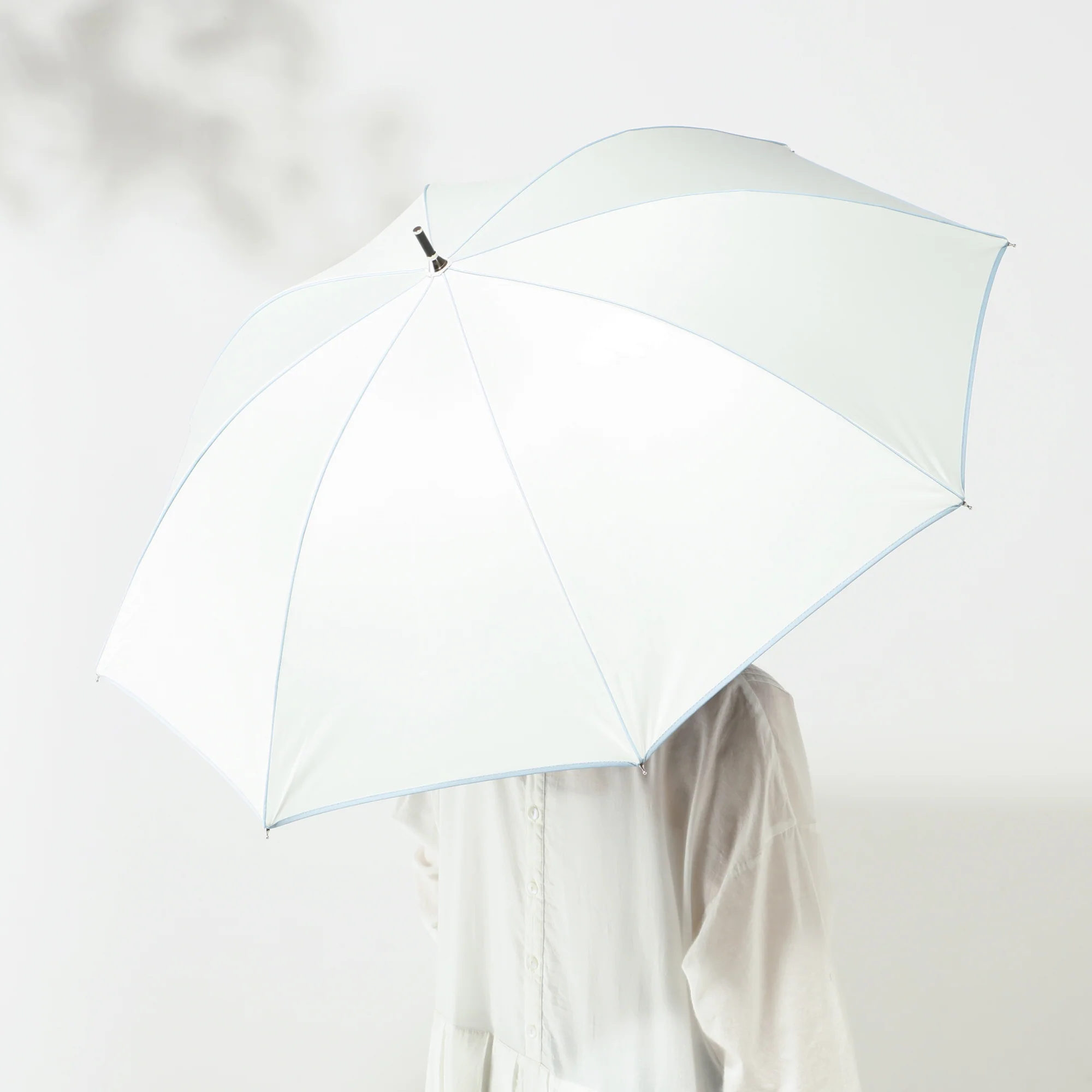 遮光パイピング 長傘 50cm ホワイト（晴雨兼用） - Image 8