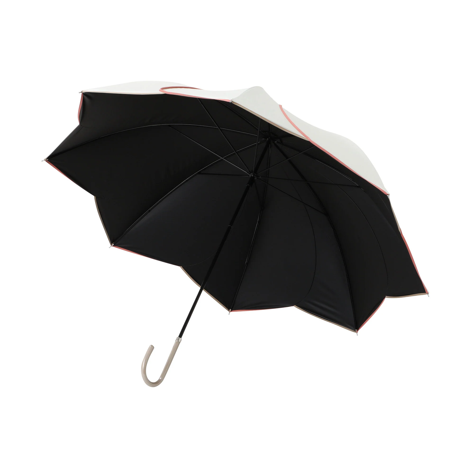 遮光 バイカラーパイピング 長傘 58cm ホワイト（晴雨兼用） - Image 4