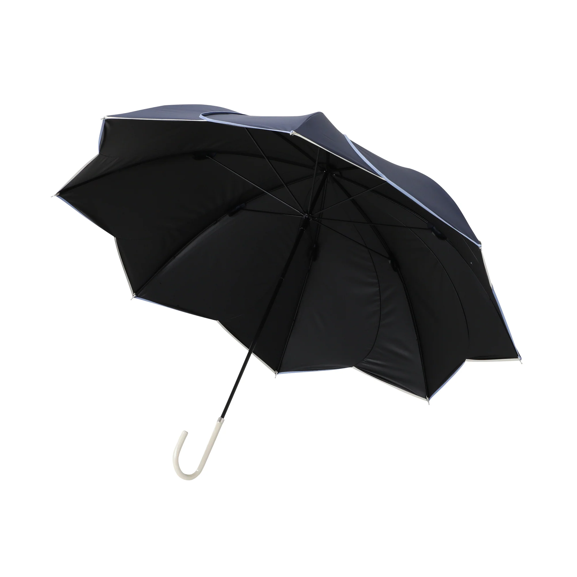 遮光 バイカラーパイピング 長傘 58cm ネイビー（晴雨兼用） - Image 4
