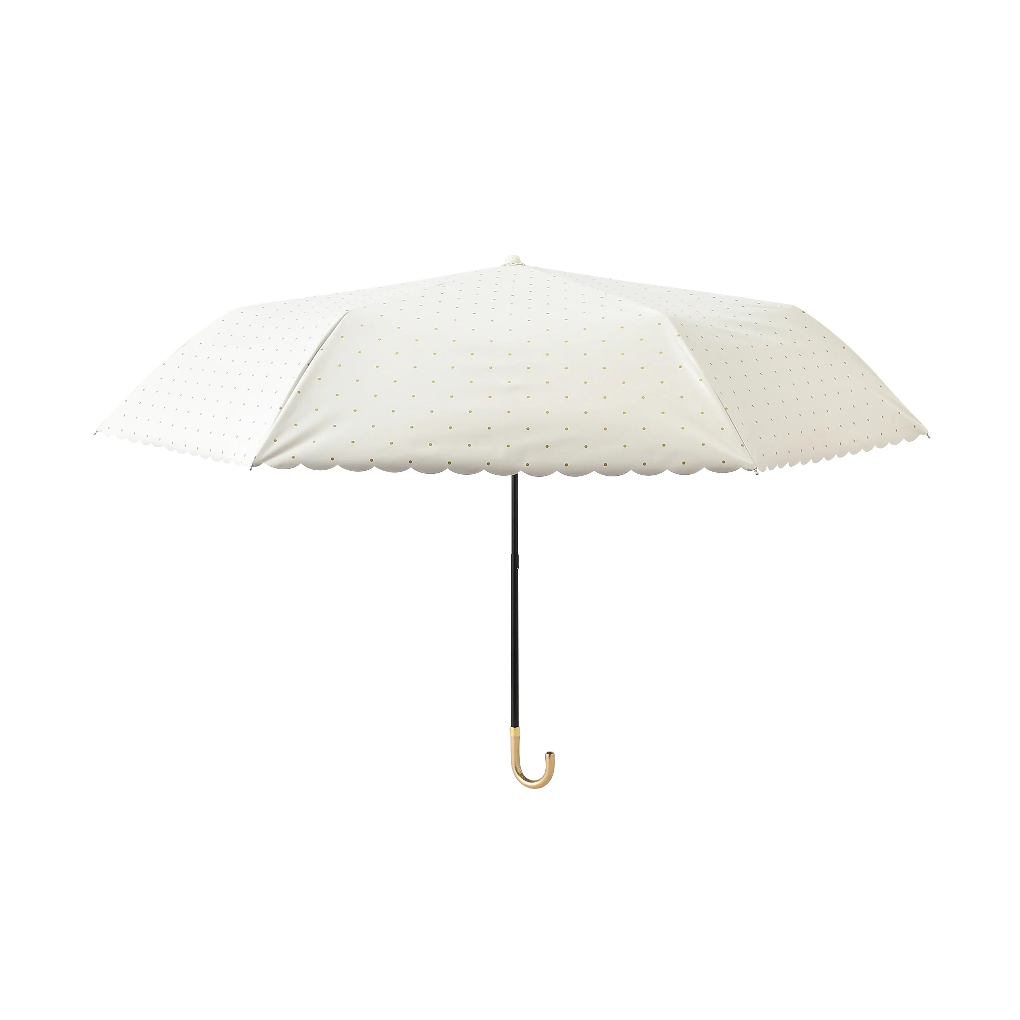 遮光 ドットグリッターヒートカット 折りたたみ傘 50cm ホワイト（晴雨兼用） - Image 3