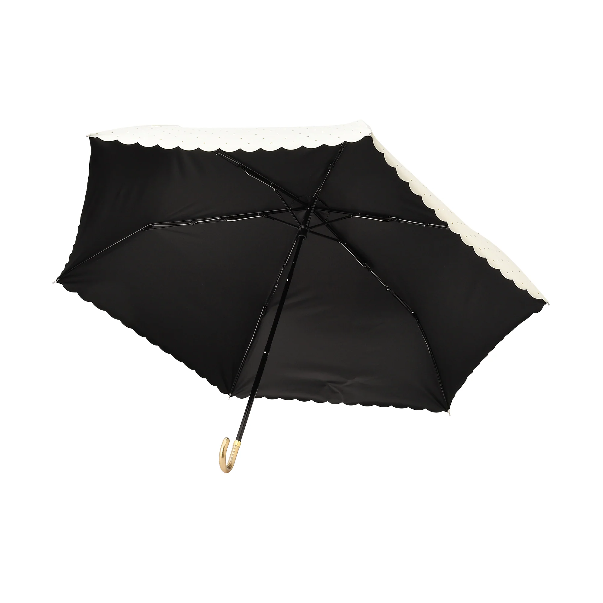 遮光 ドットグリッターヒートカット 折りたたみ傘 50cm ホワイト（晴雨兼用） - Image 4