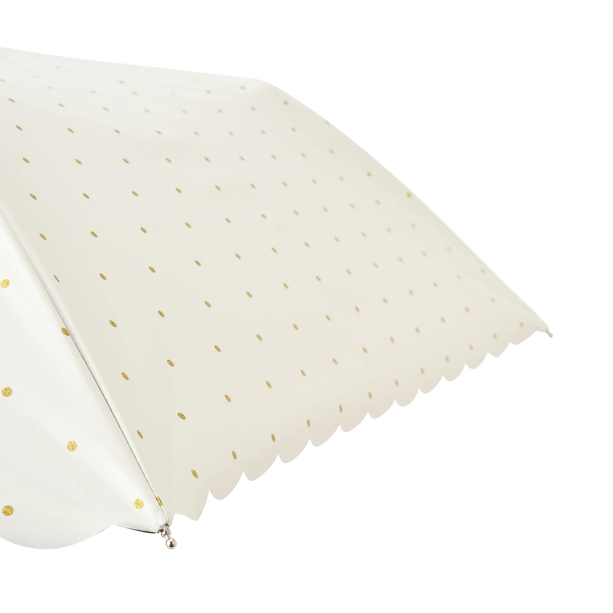 遮光 ドットグリッターヒートカット 折りたたみ傘 50cm ホワイト（晴雨兼用） - Image 5