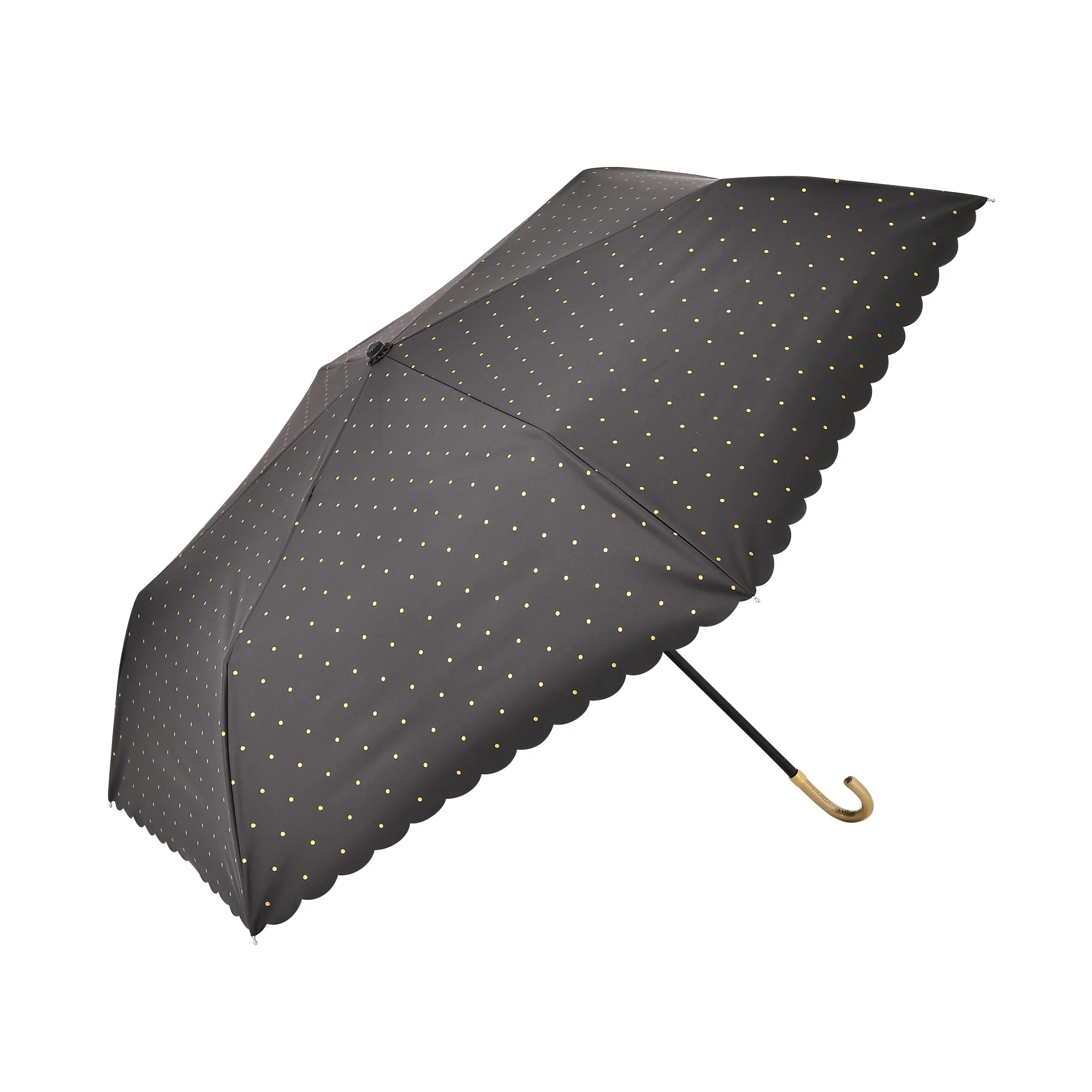 遮光 ドットグリッターヒートカット 折りたたみ傘 50cm ブラック（晴雨兼用） - Image 2