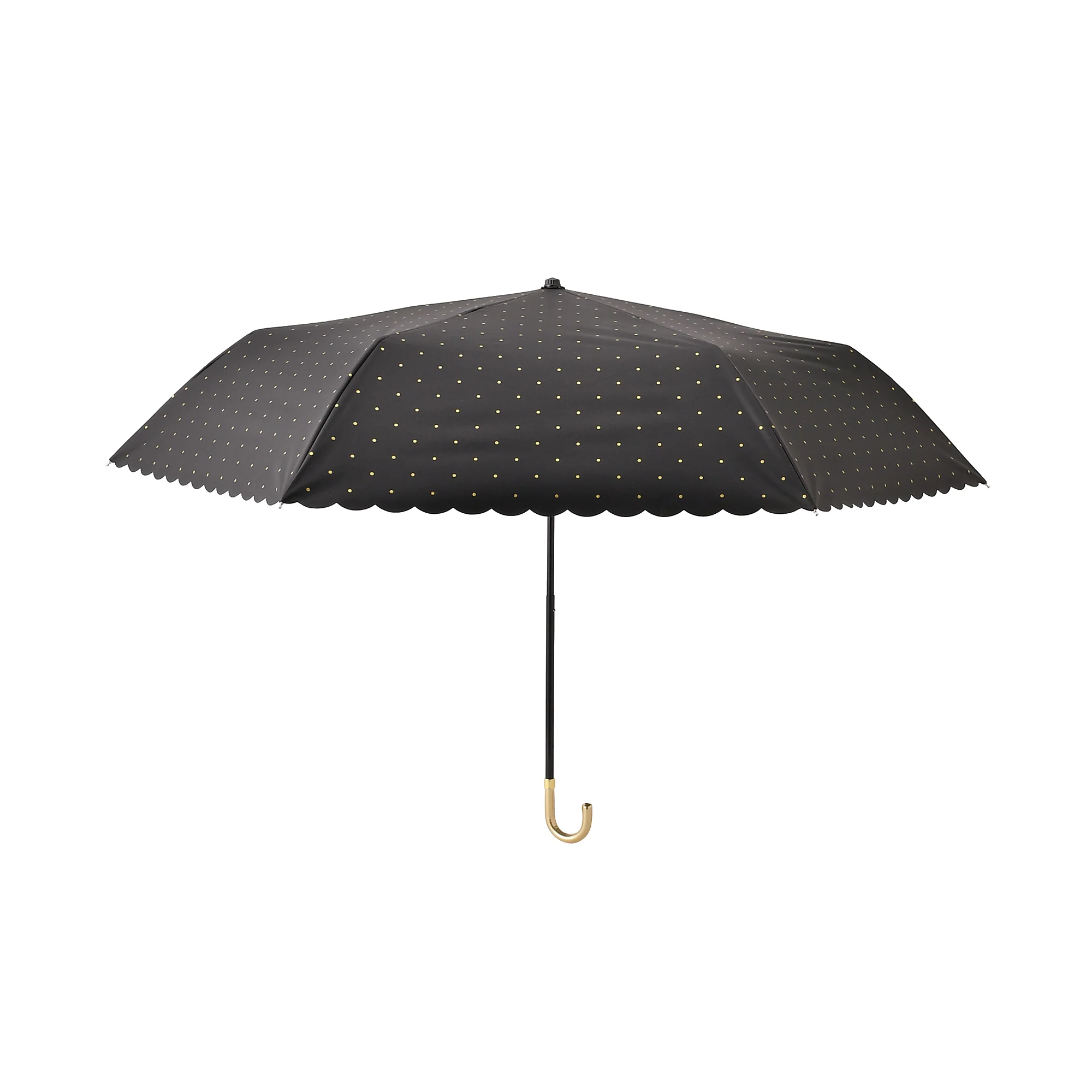遮光 ドットグリッターヒートカット 折りたたみ傘 50cm ブラック（晴雨兼用） - Image 3