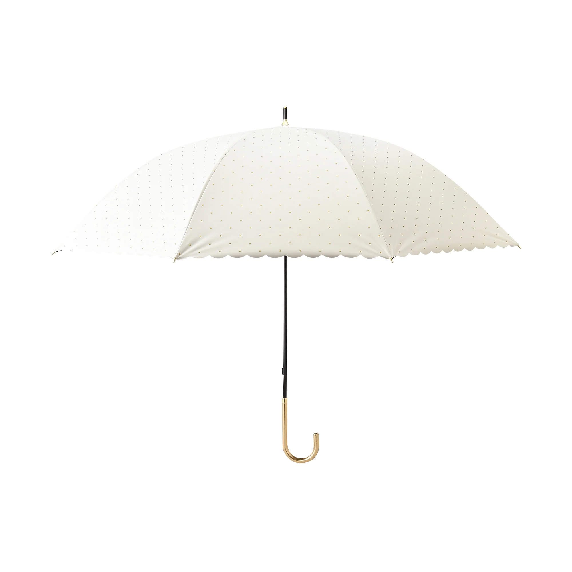 遮光 ドットグリッターヒートカット 長傘 58cm ホワイト（晴雨兼用） - Image 3
