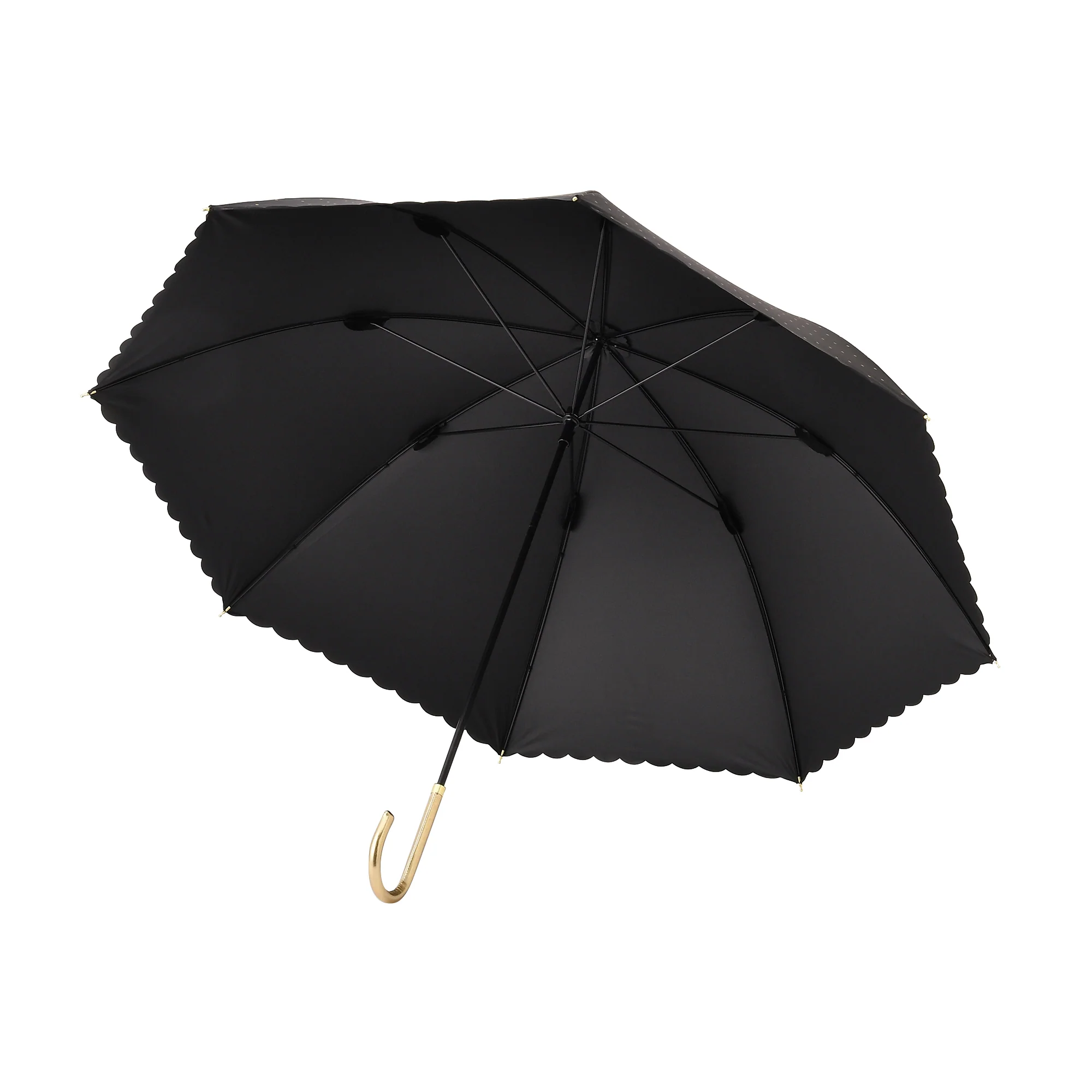 遮光 ドットグリッターヒートカット 長傘 58cm ブラック（晴雨兼用） - Image 4