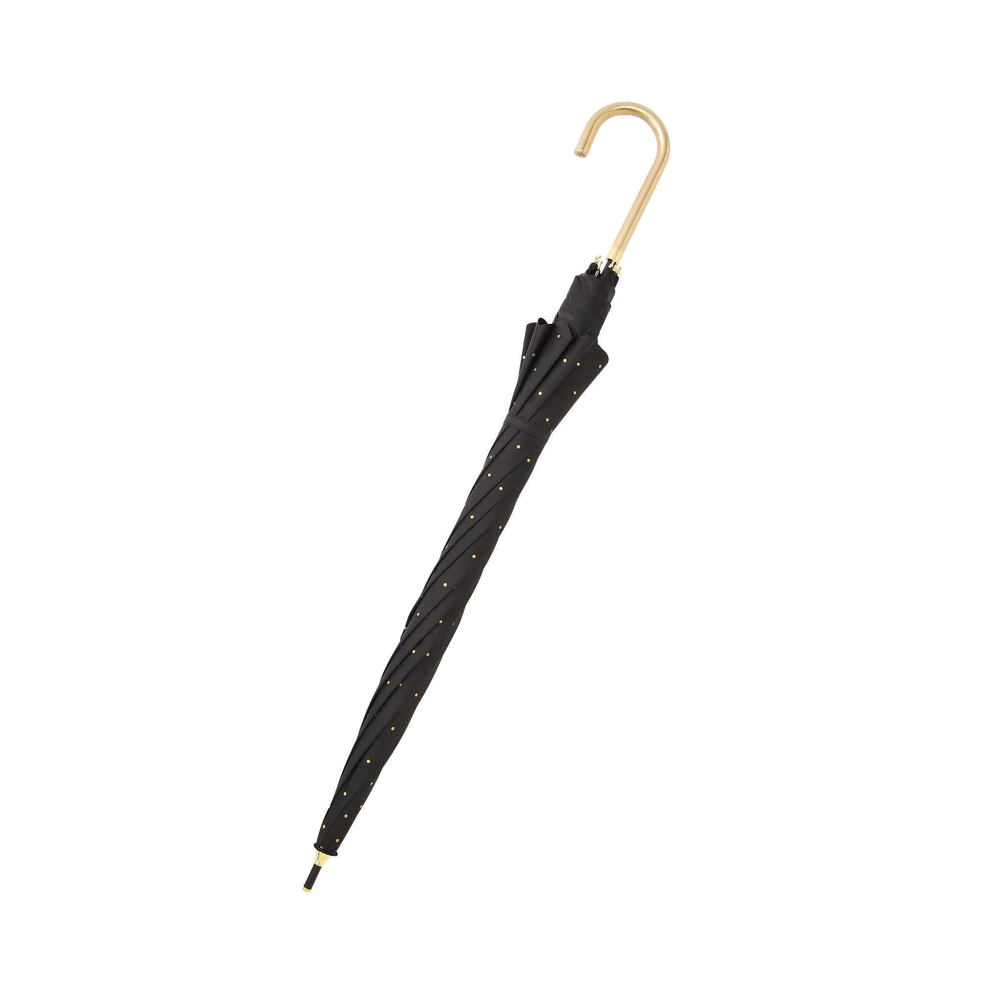 遮光 ドットグリッターヒートカット 長傘 58cm ブラック（晴雨兼用） - Image 8